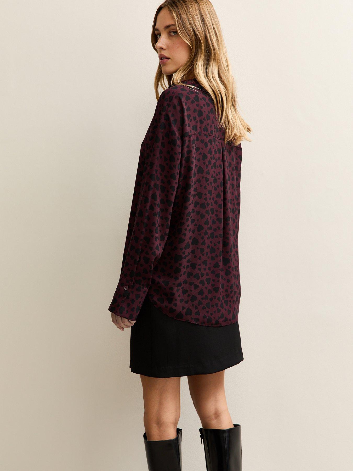  image of new-look-heart-shirt-dark-red