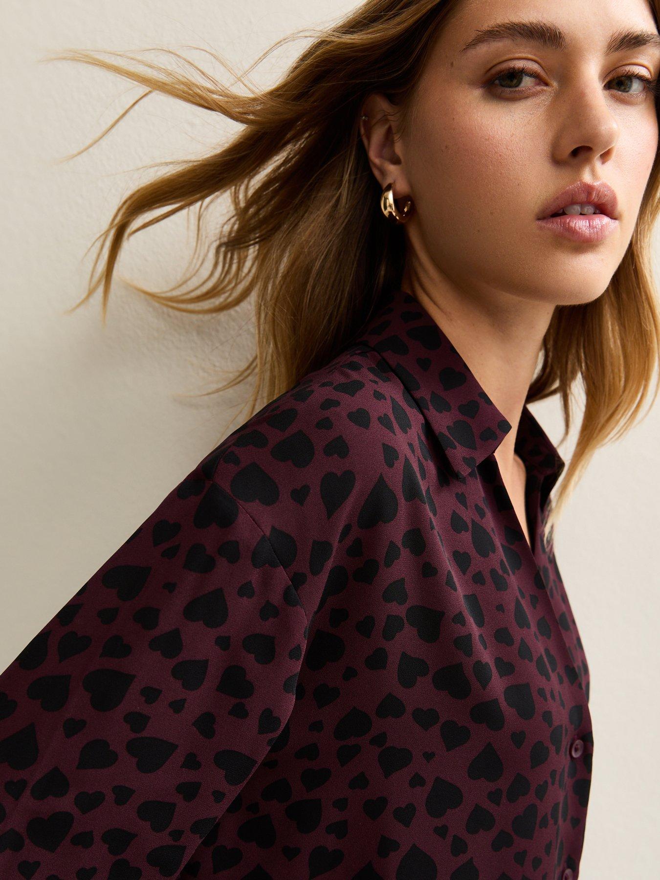  image of new-look-heart-shirt-dark-red