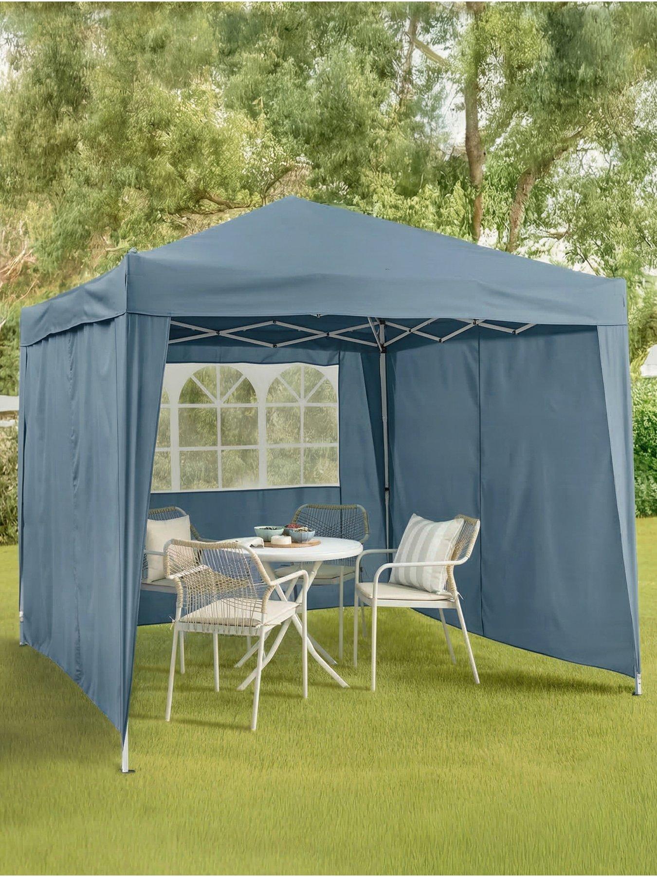 The Very Collection 2.5 X 2.5M Pop Up Gazebo With 3 Piece Side Panels and window-blue