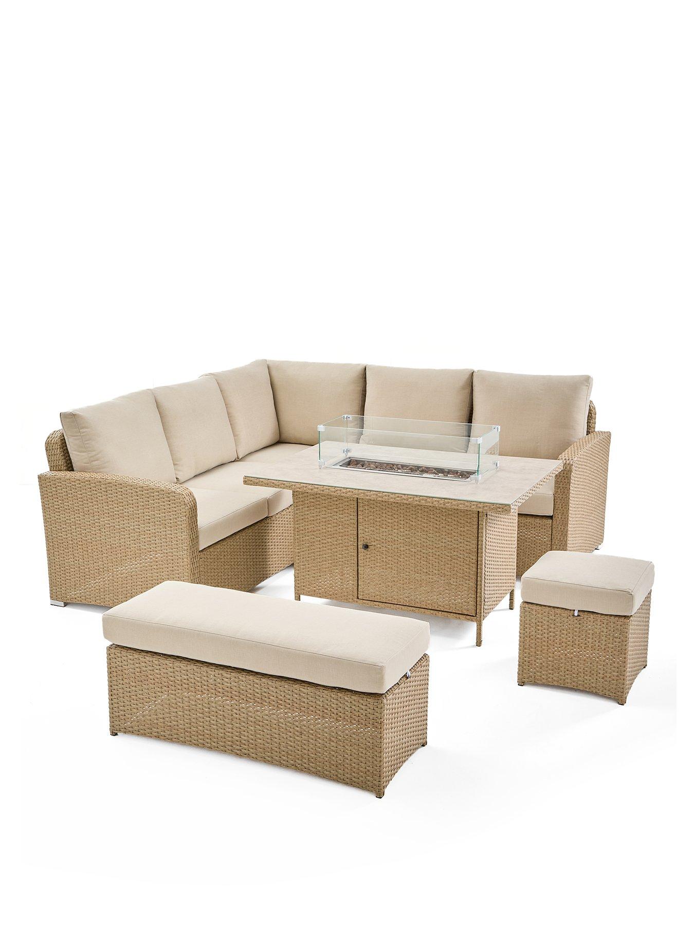 Image 2 of 7 of The Very Collection Cayman Corner Set With Firepit Table