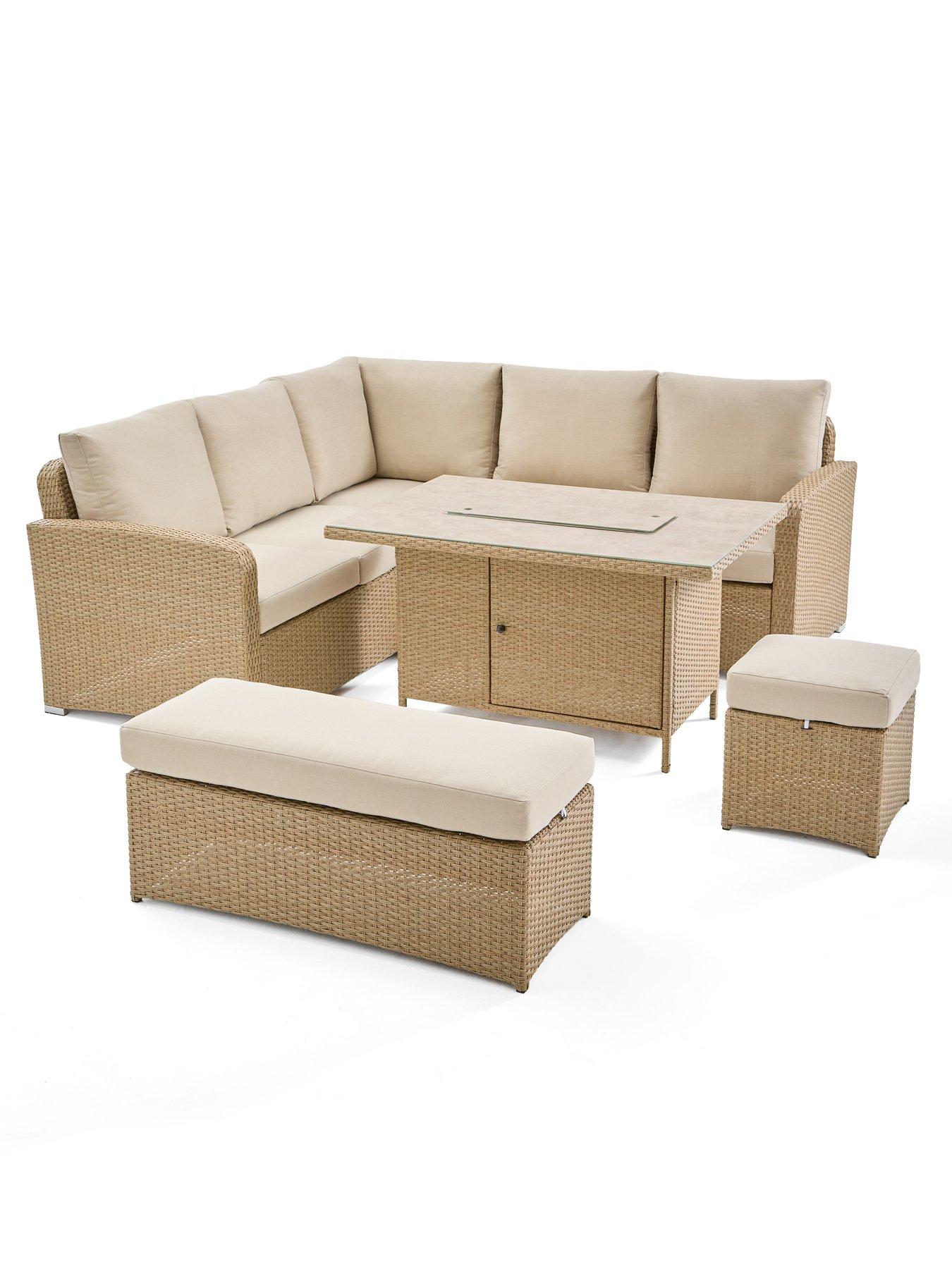 Image 3 of 7 of The Very Collection Cayman Corner Set With Firepit Table