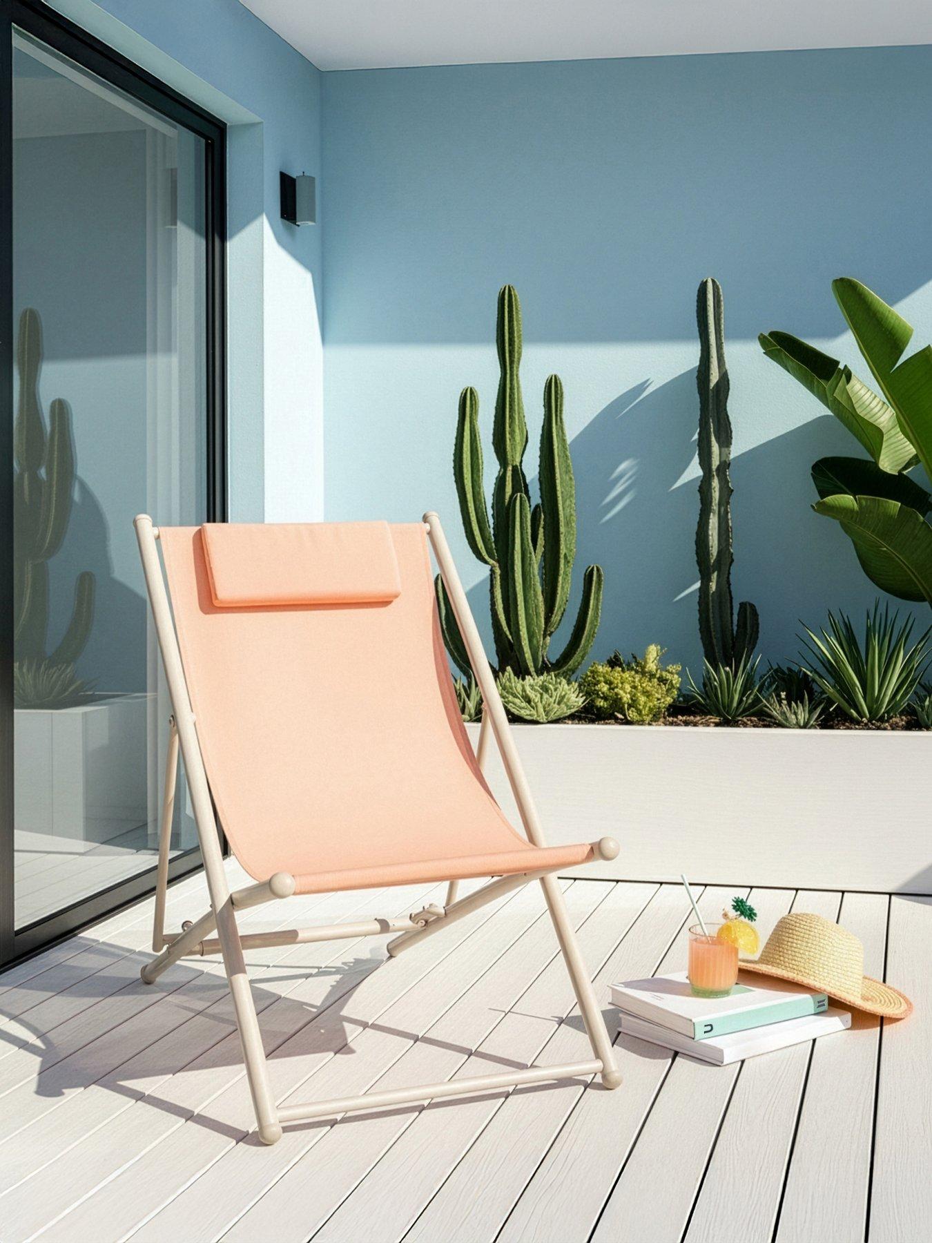 The Very Collection Palm Springs Deckchair - Peach