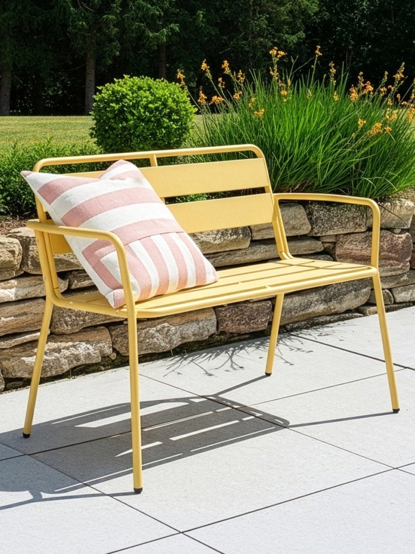 The Very Collection Metal Bench - Buttermilk