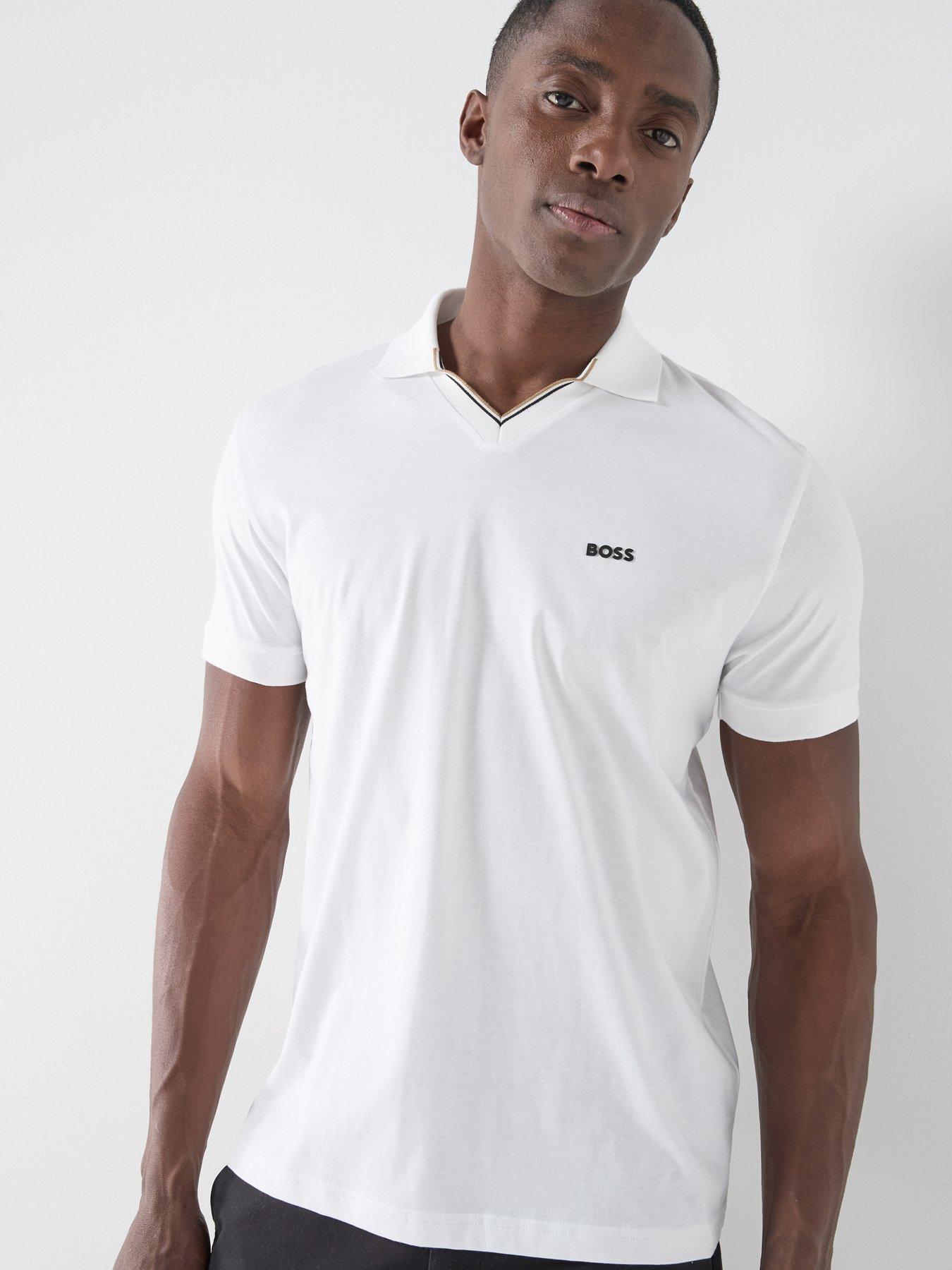 BOSS Mens Golf Birdie Open Collar Polo Shirt - White
