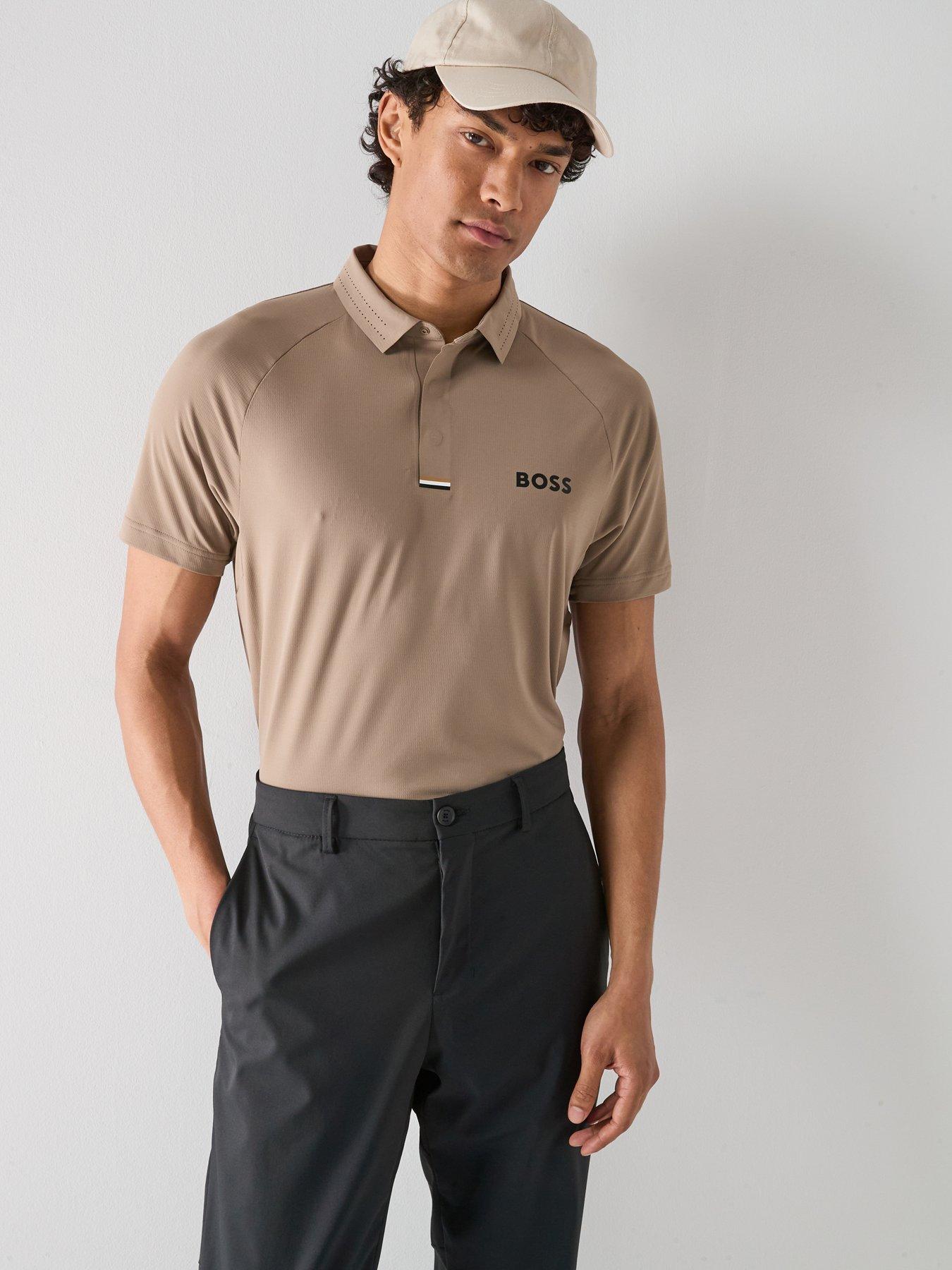 Image 1 of 4 of BOSS Mens Golf Paddytech Polo Shirt - Khaki