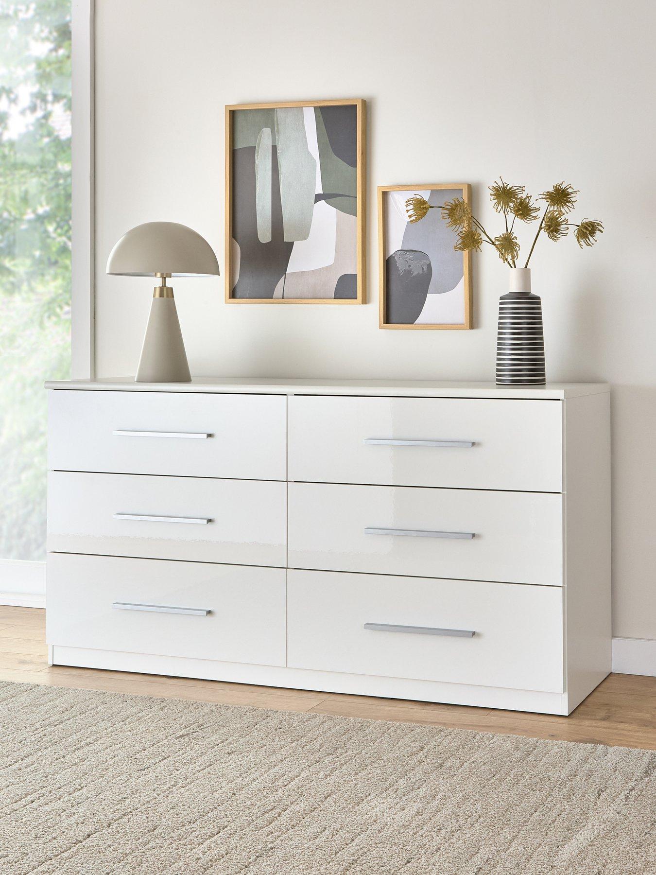Image 1 of 7 of The Very Collection Prague Gloss 6 Drawer Chest - White - FSC&reg; Certified