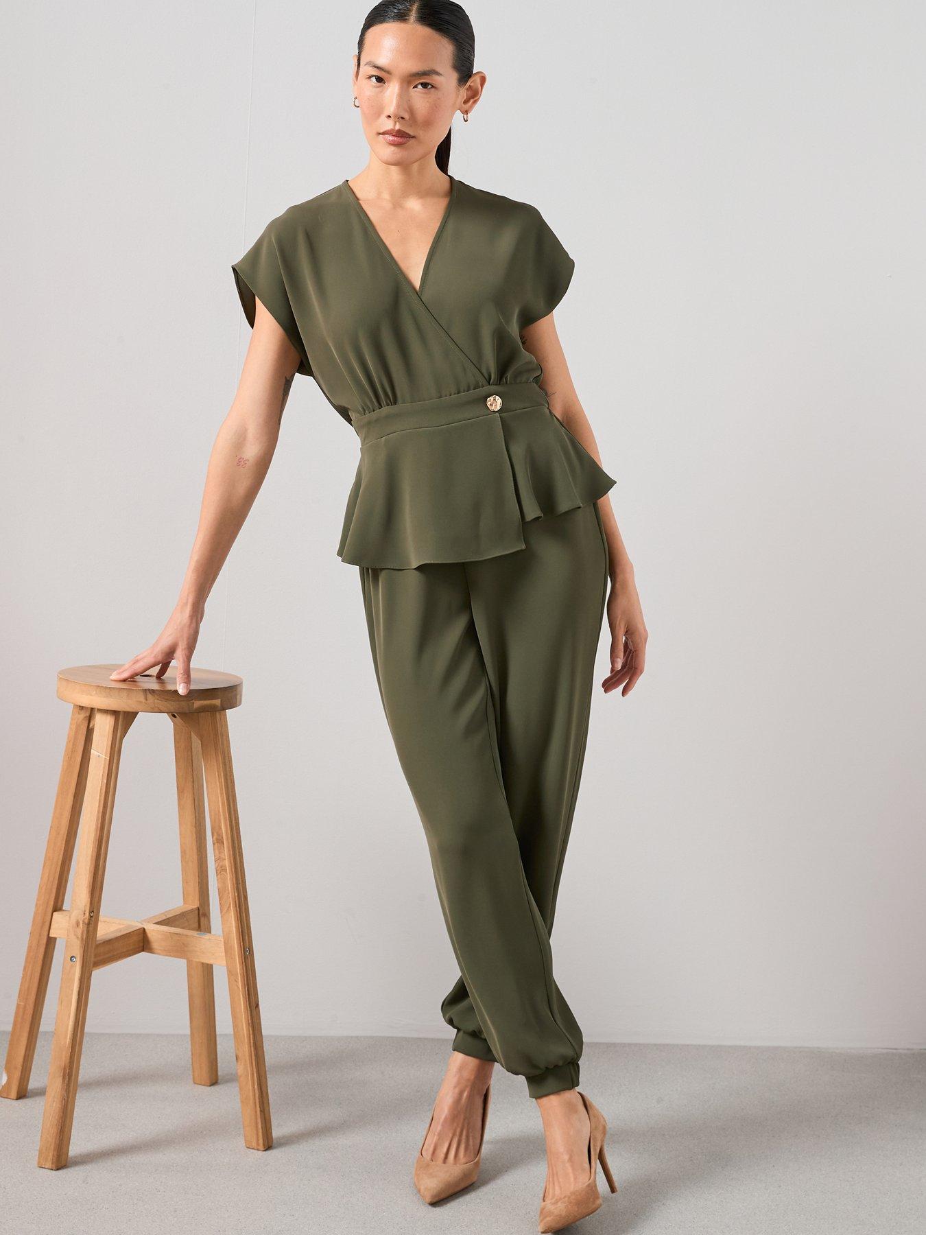 The Very Collection Wrap Belted Jumpsuit - Green