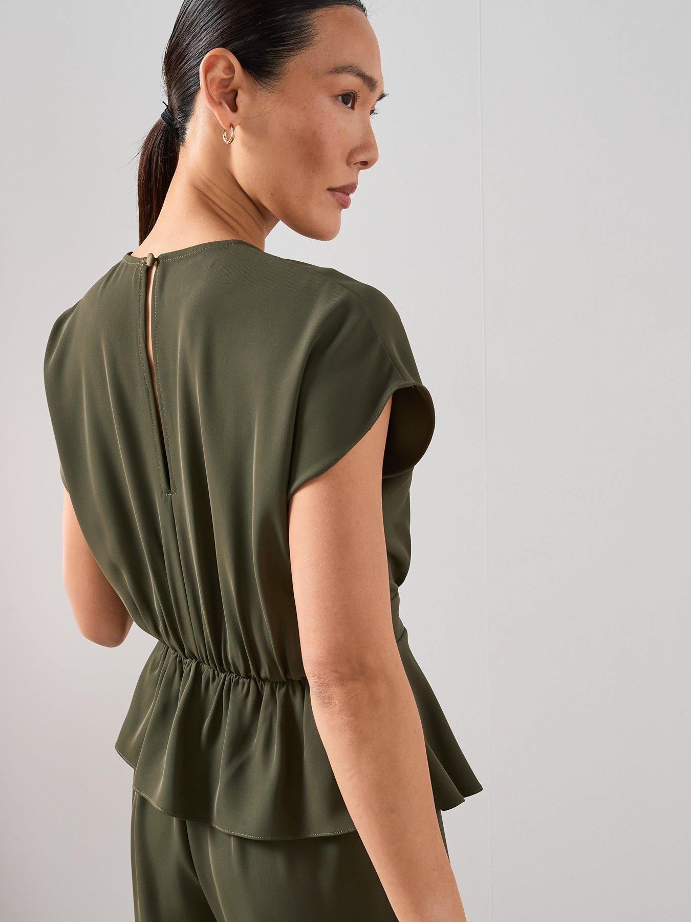  image of the-very-collection-wrap-belted-jumpsuit-green
