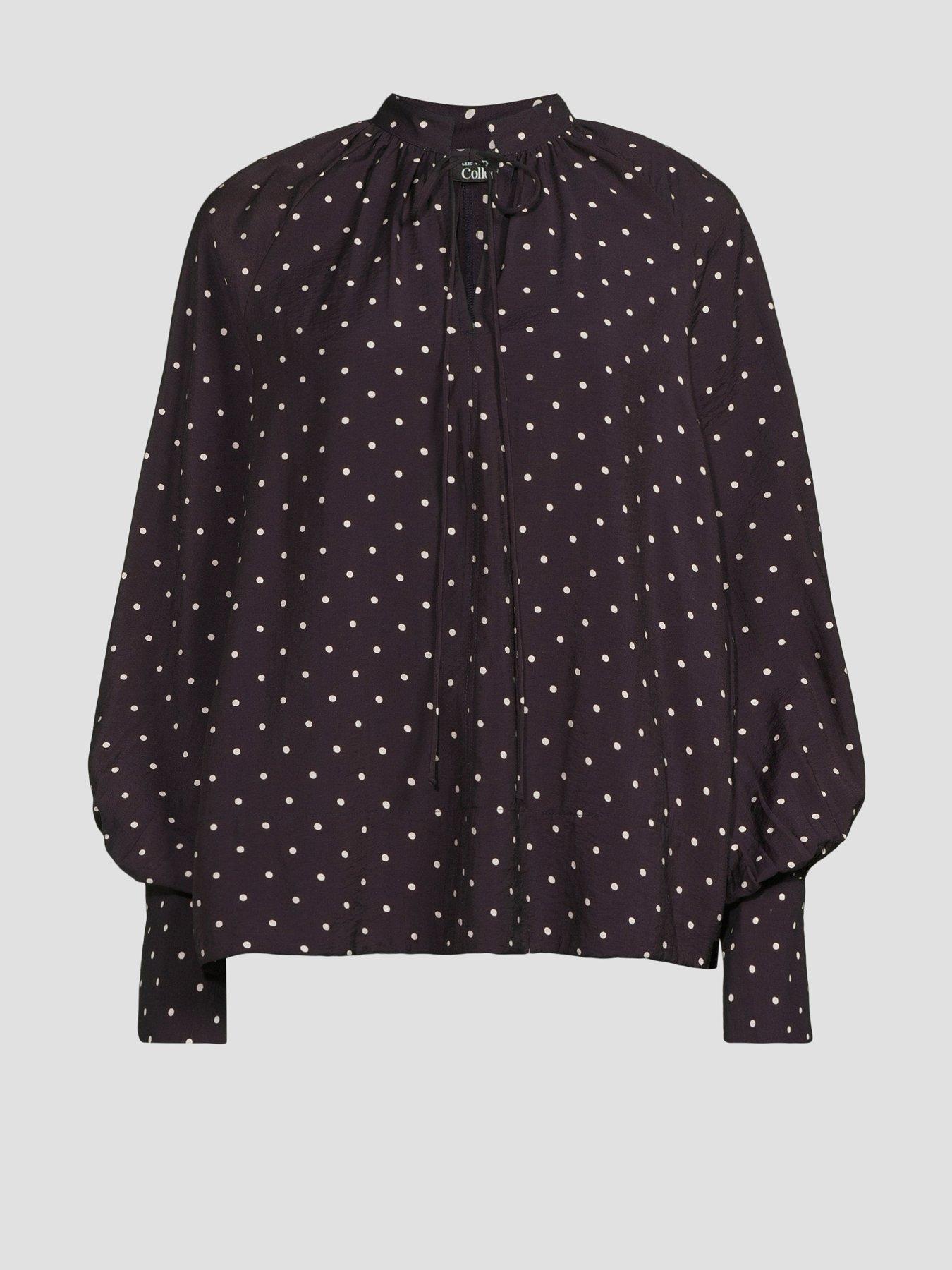 Image 7 of 7 of The Very Collection V-Neck Polka Dot Floaty Blouse - Dark Plum