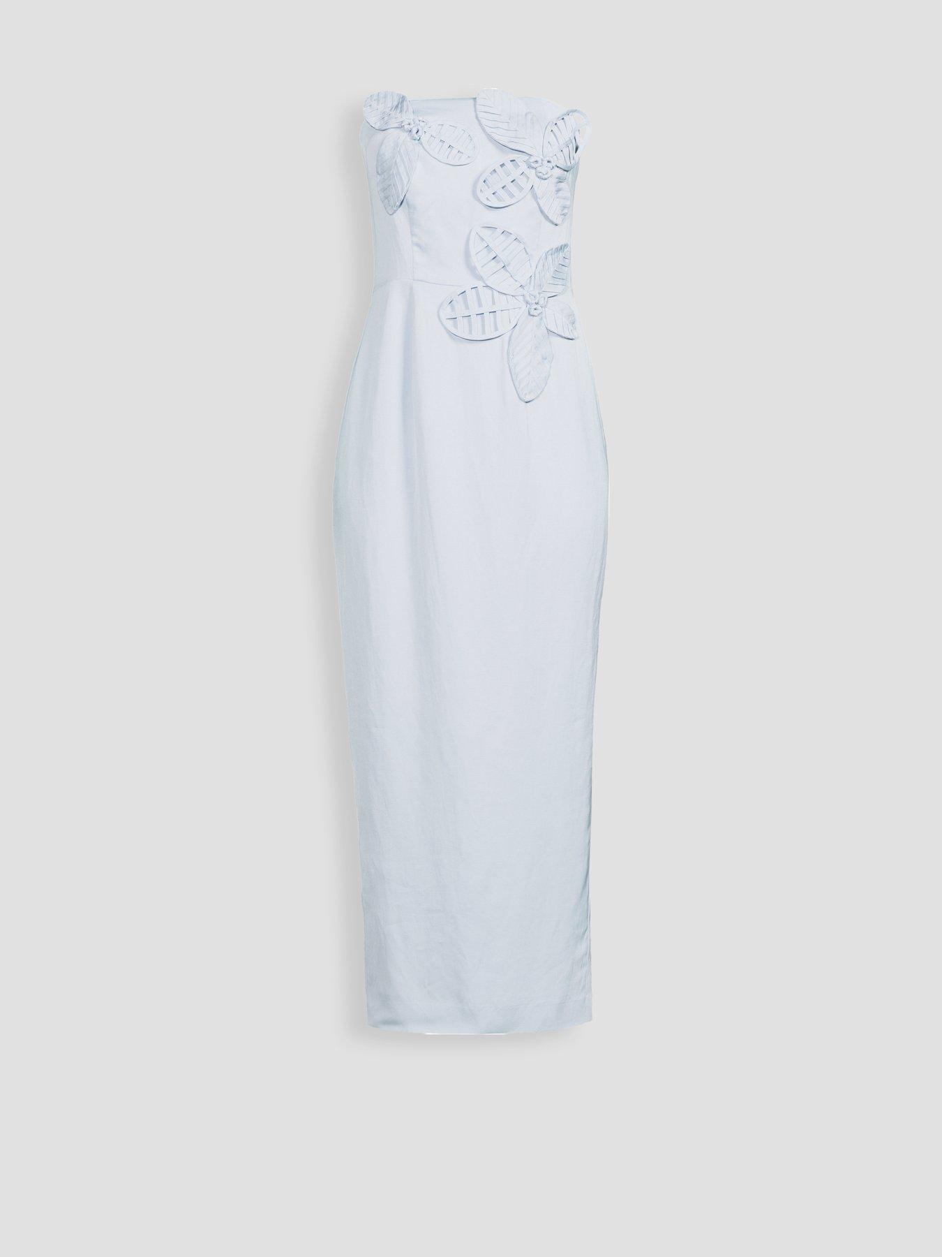 farm rio embroidered dress Light Blue Embroiderede Midi Women's Blue Mini Dresses tie belt cinches the 4.12.25 Color:Siyah