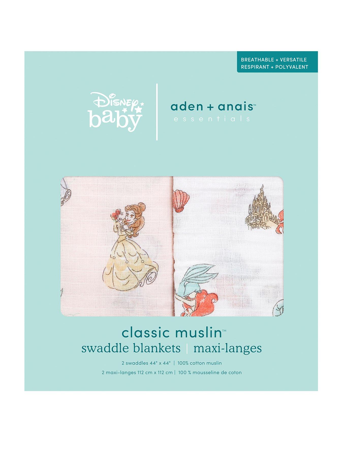 Image 1 of 3 of aden + anais Essential Cotton Muslin 2 Pack Swaddle Blanket - Disney Princess