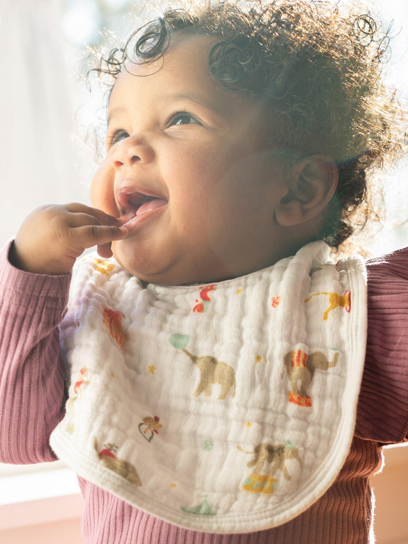 aden + anais Essentials 3-Pack Cotton Muslin Baby Snap Bibs - Elephant Circus