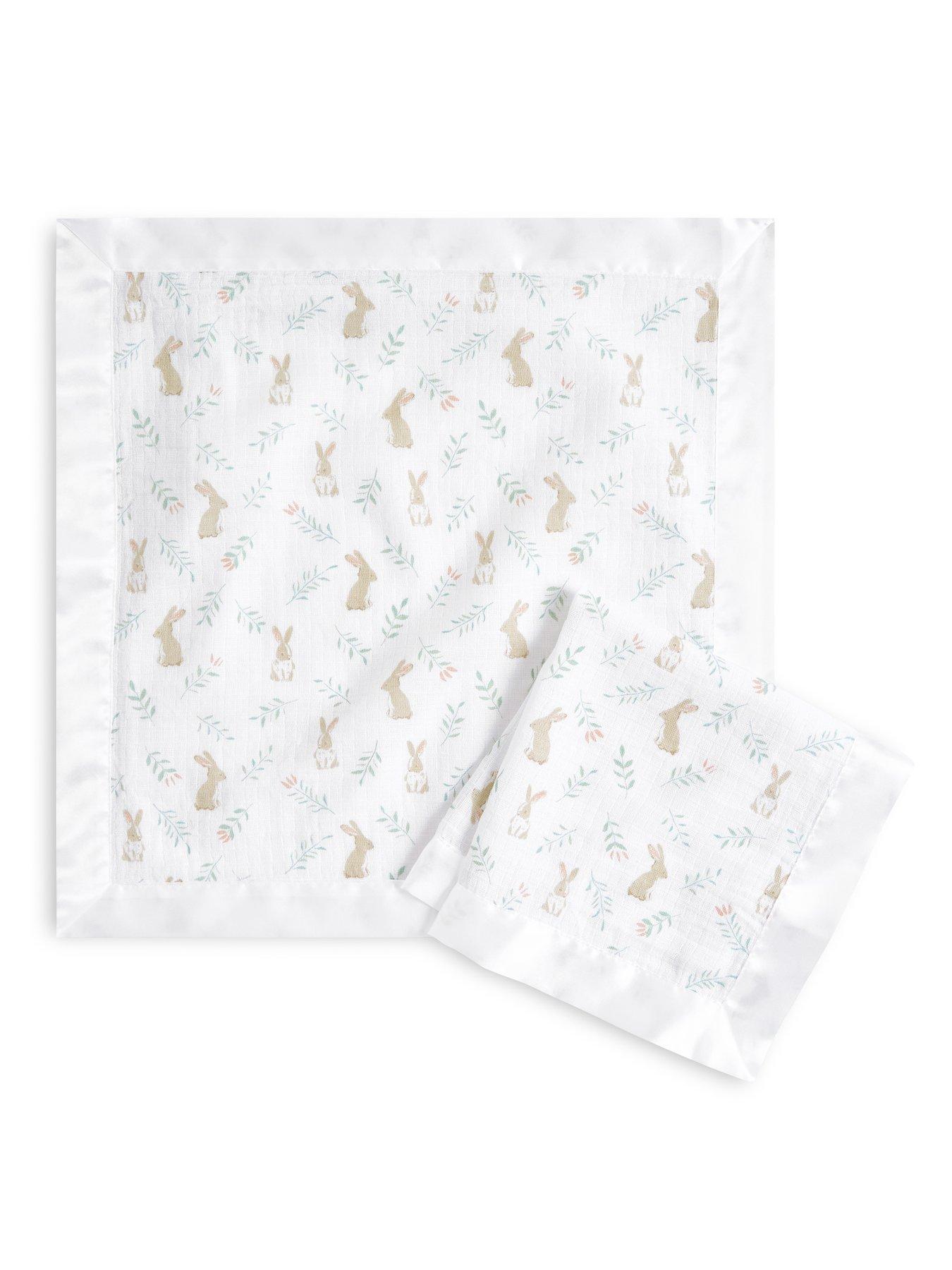  image of aden-anais-essentials-2-pack-cotton-muslin-security-blankets-blushing-bunnies