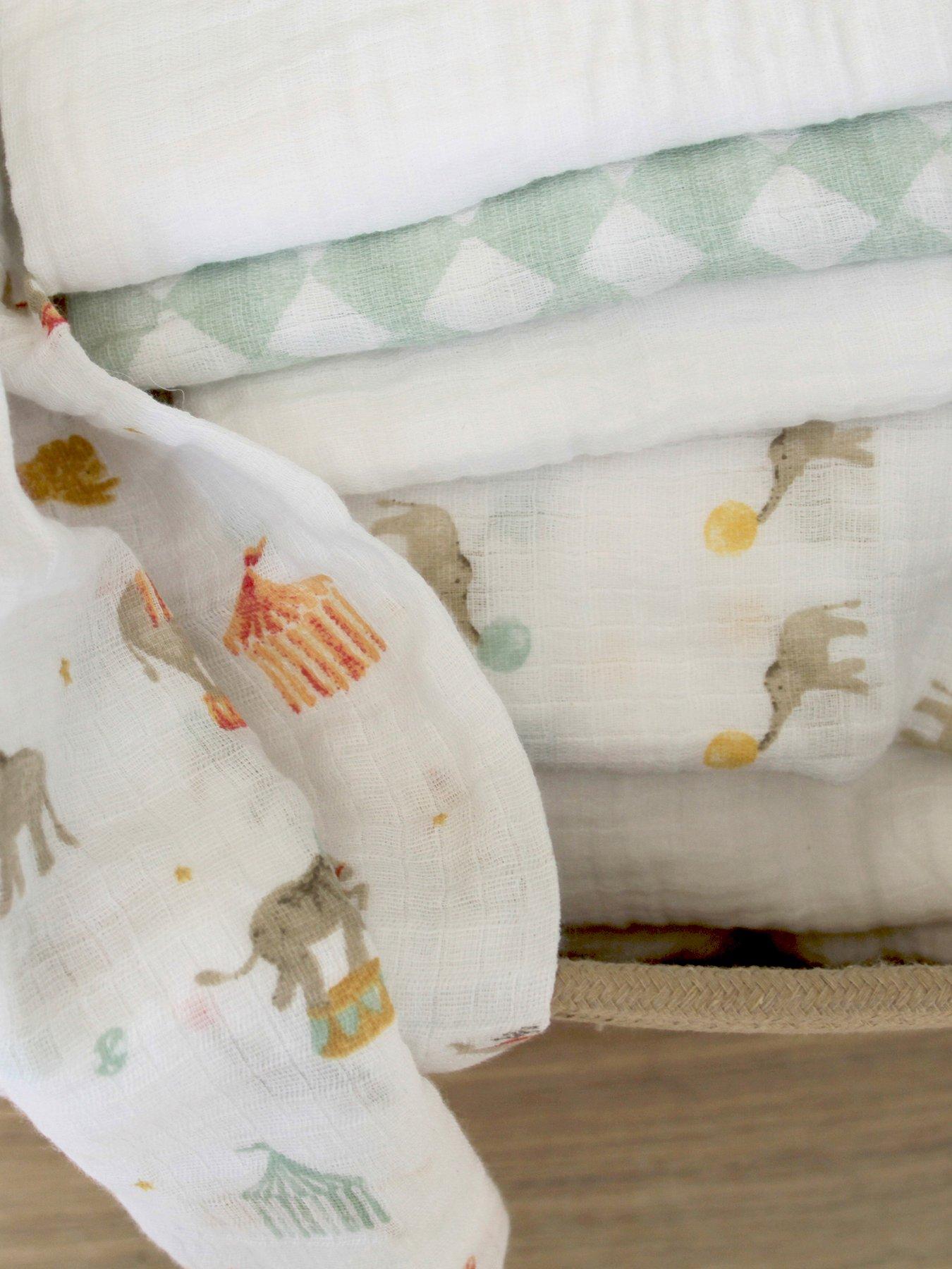 Image 3 of 5 of aden + anais Essential 5 Pack Cotton Muslin Squares - Elephant Circus