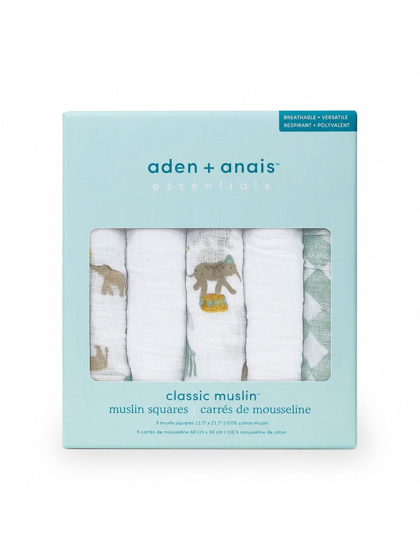 Image 5 of 5 of aden + anais Essential 5 Pack Cotton Muslin Squares - Elephant Circus