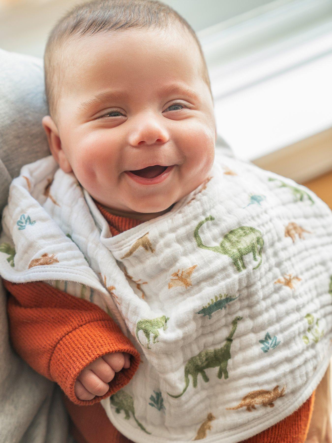 Image 1 of 5 of aden + anais Essentials Cotton Muslin Baby Burpy Bib - Dino Jungle