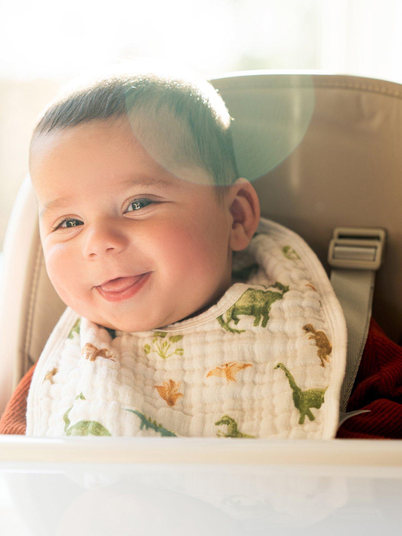  image of aden-anais-essentials-3-pack-cotton-muslin-baby-snap-bibs-dino-jungle