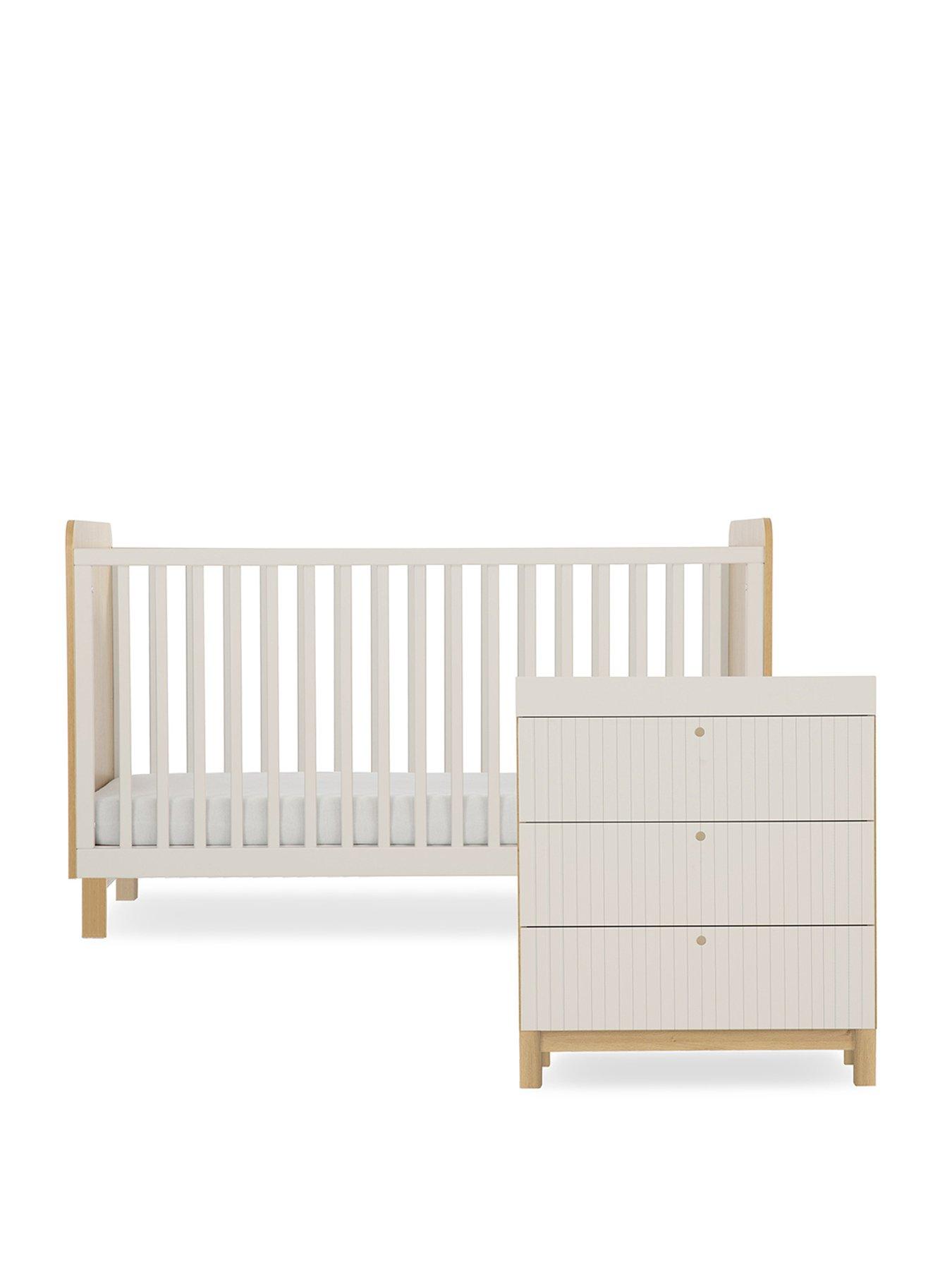 Image 2 of 7 of CuddleCo Remi 2pc Set 3 Drawer Dresser, Cot Bed  Oak/cashmere
