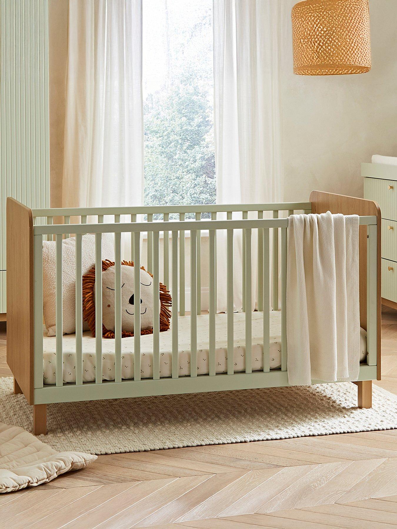 CuddleCo Remi Cot Bed  Oak/Green