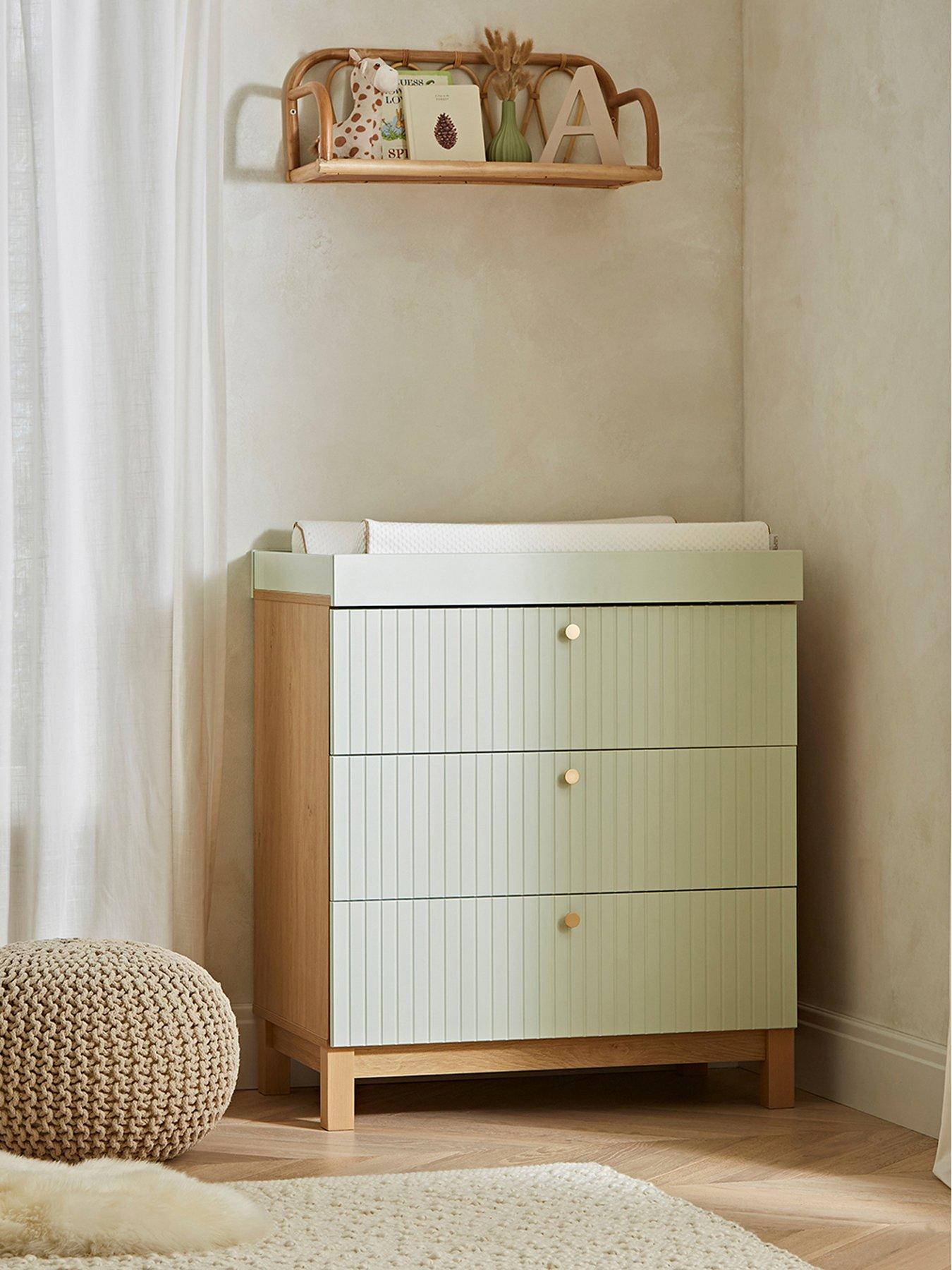 CuddleCo Remi  3 Drawer Dresser Oak/Green