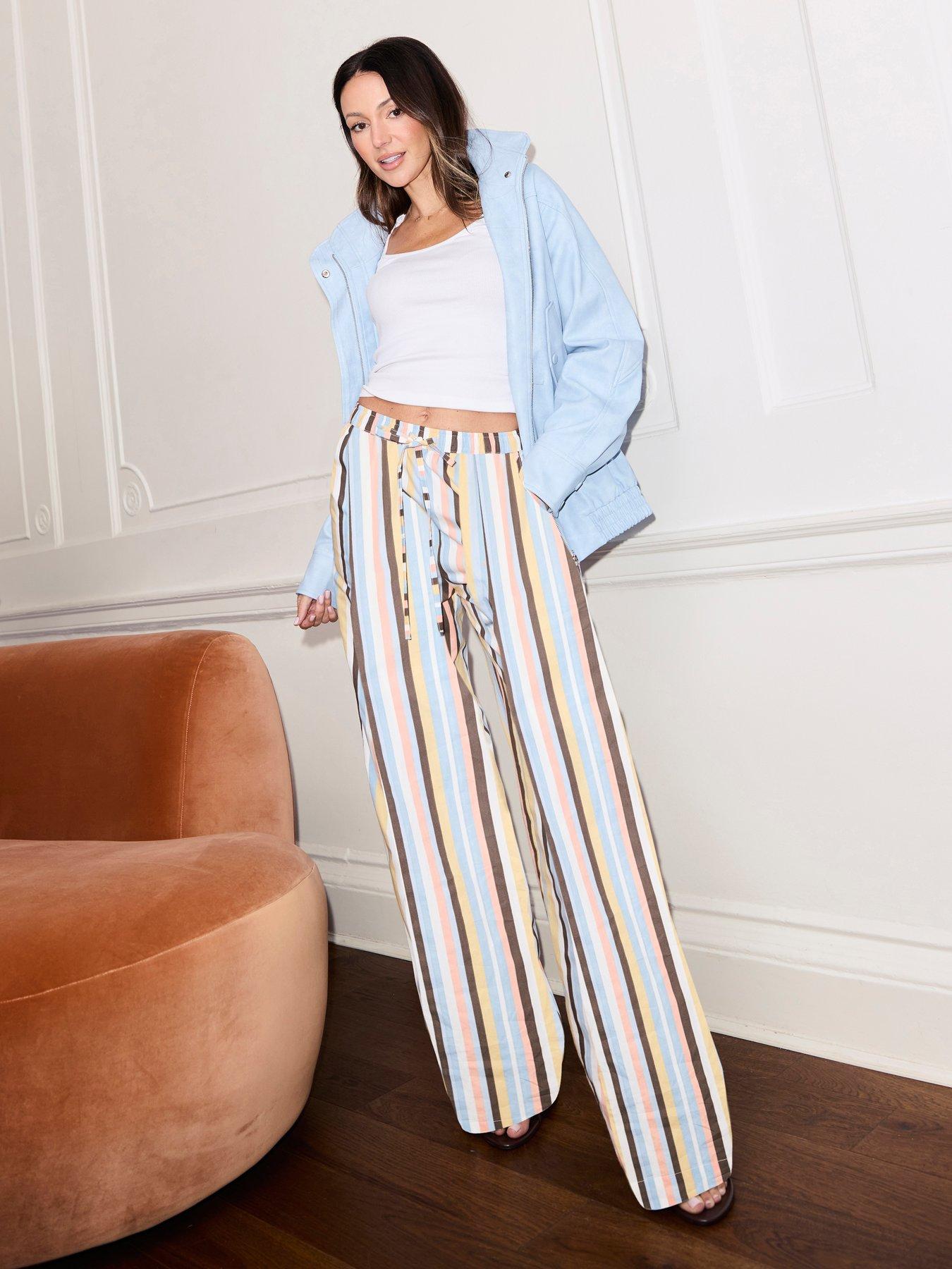 Michelle Keegan Cotton Stripe Wide Leg Trouser - Multi