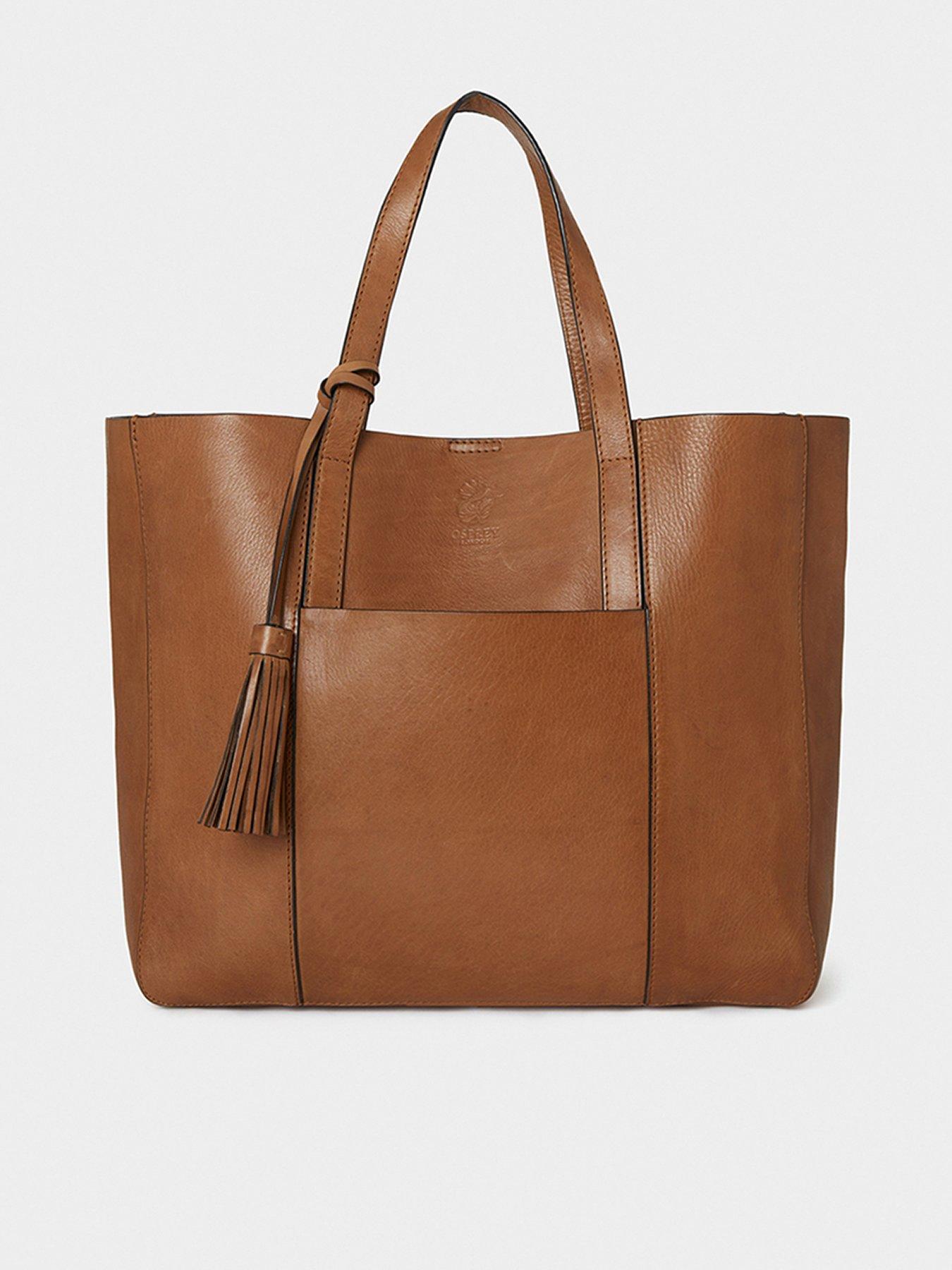 Osprey London The Santa Fe Small Leather Tote Bag - Tan