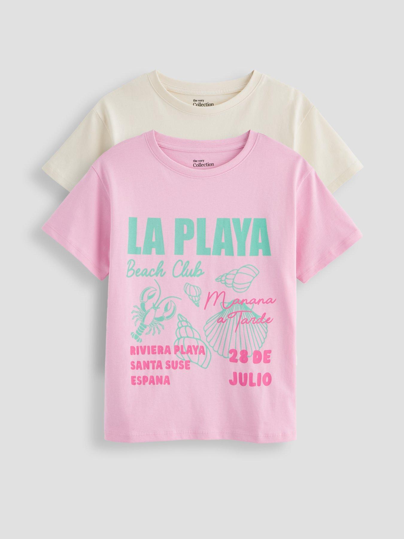The Very Collection Girls 2 Pack Slogan T-Shirts - Multi