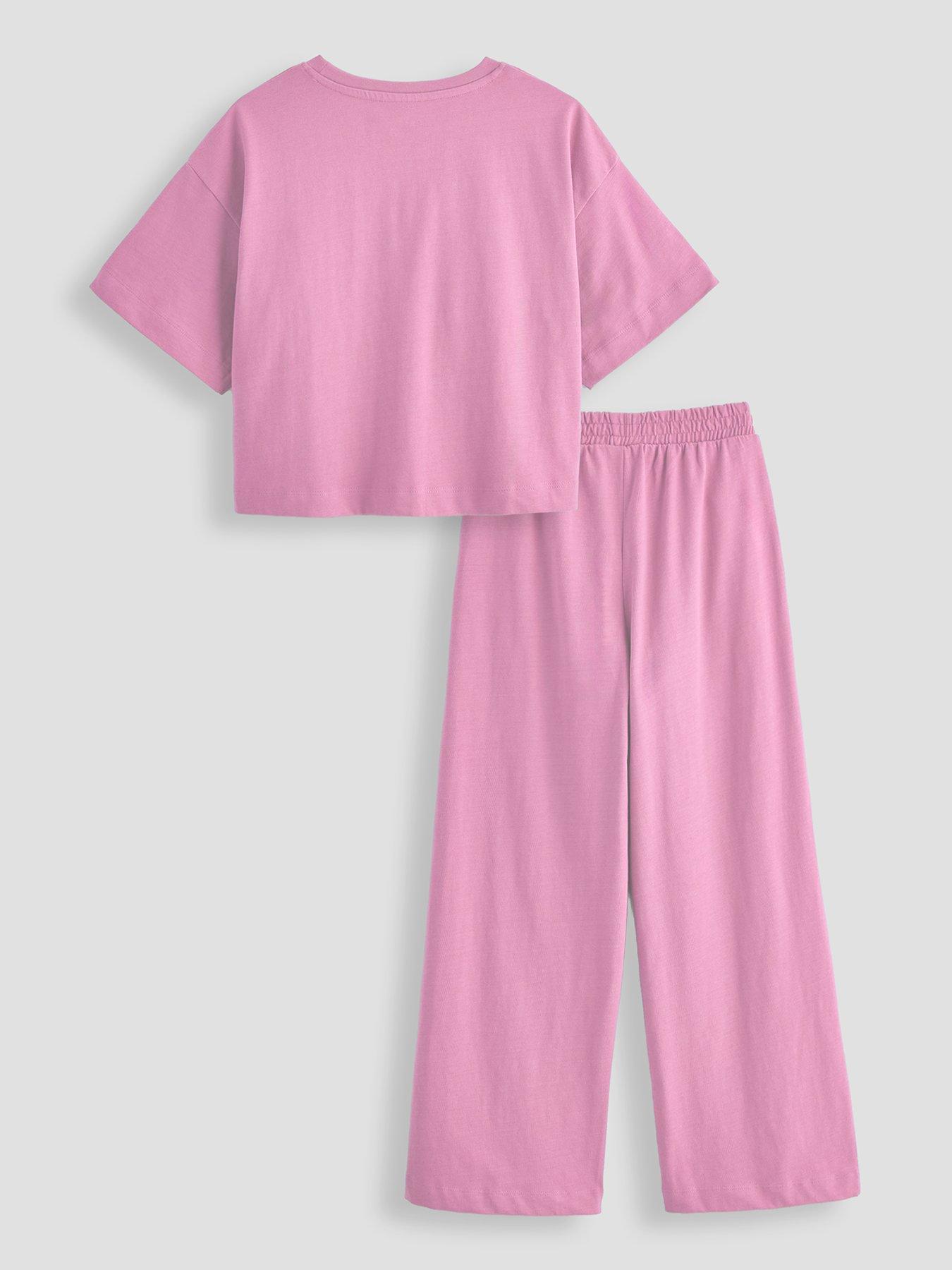 Image 2 of 5 of The Very Collection Girls Oversized Boxy Top And Trouser Heavy Weight Jersey Outfit - Pink