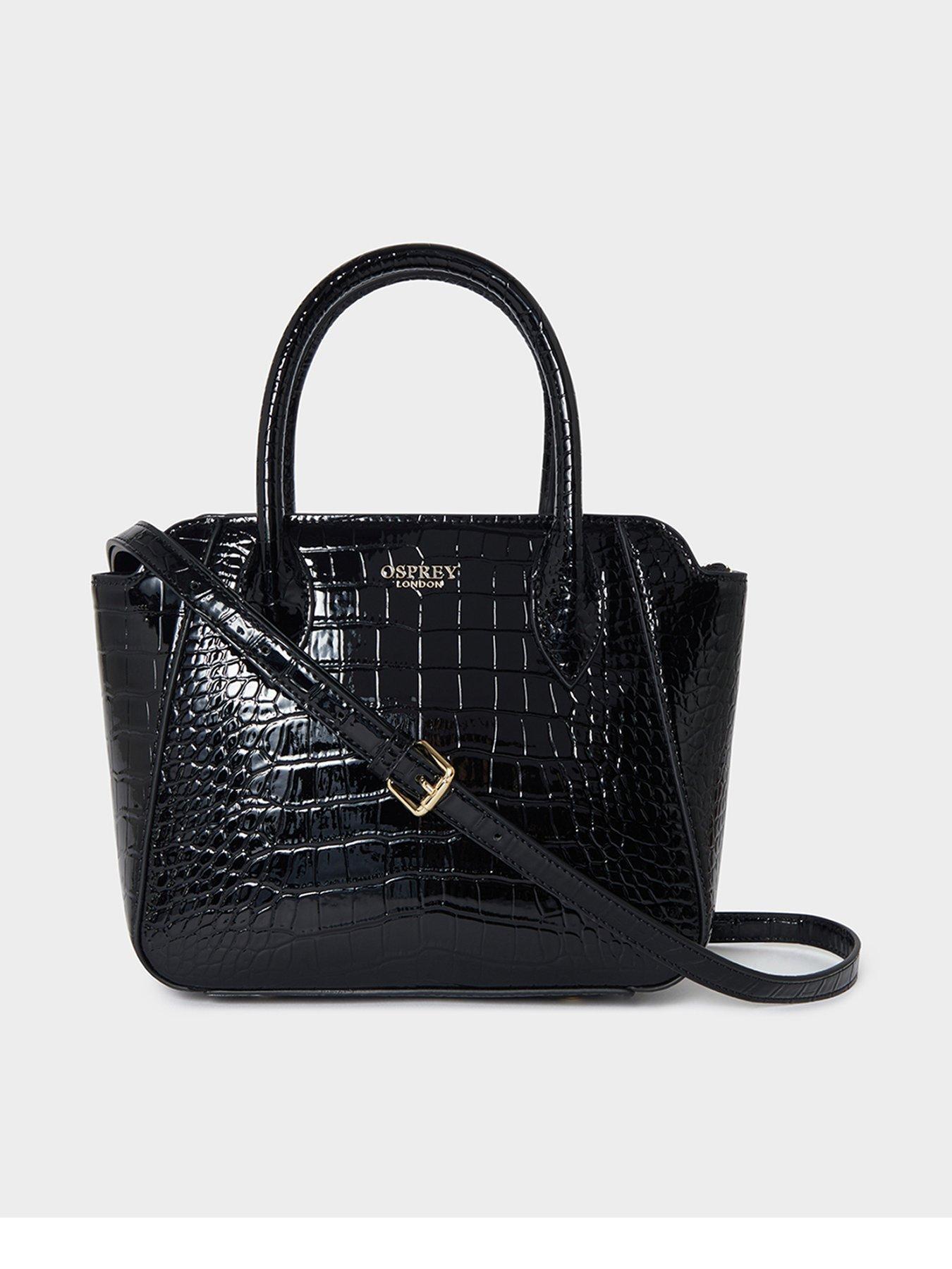 Image 1 of 5 of Osprey London The Fulham Faux Leather Mini Grab Bag - Black