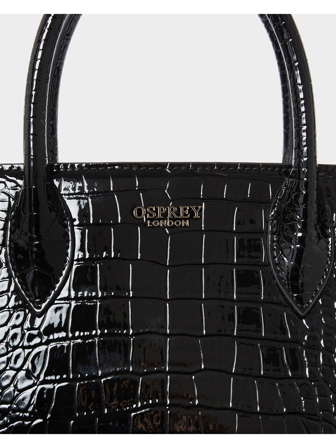 Image 4 of 5 of Osprey London The Fulham Faux Leather Mini Grab Bag - Black
