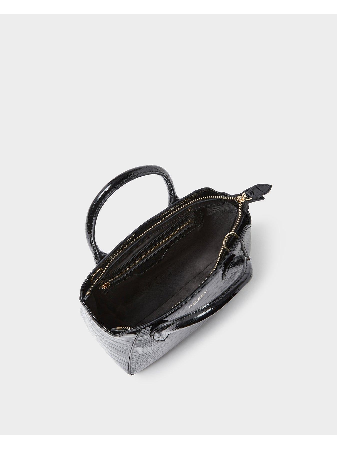 Image 5 of 5 of Osprey London The Fulham Faux Leather Mini Grab Bag - Black