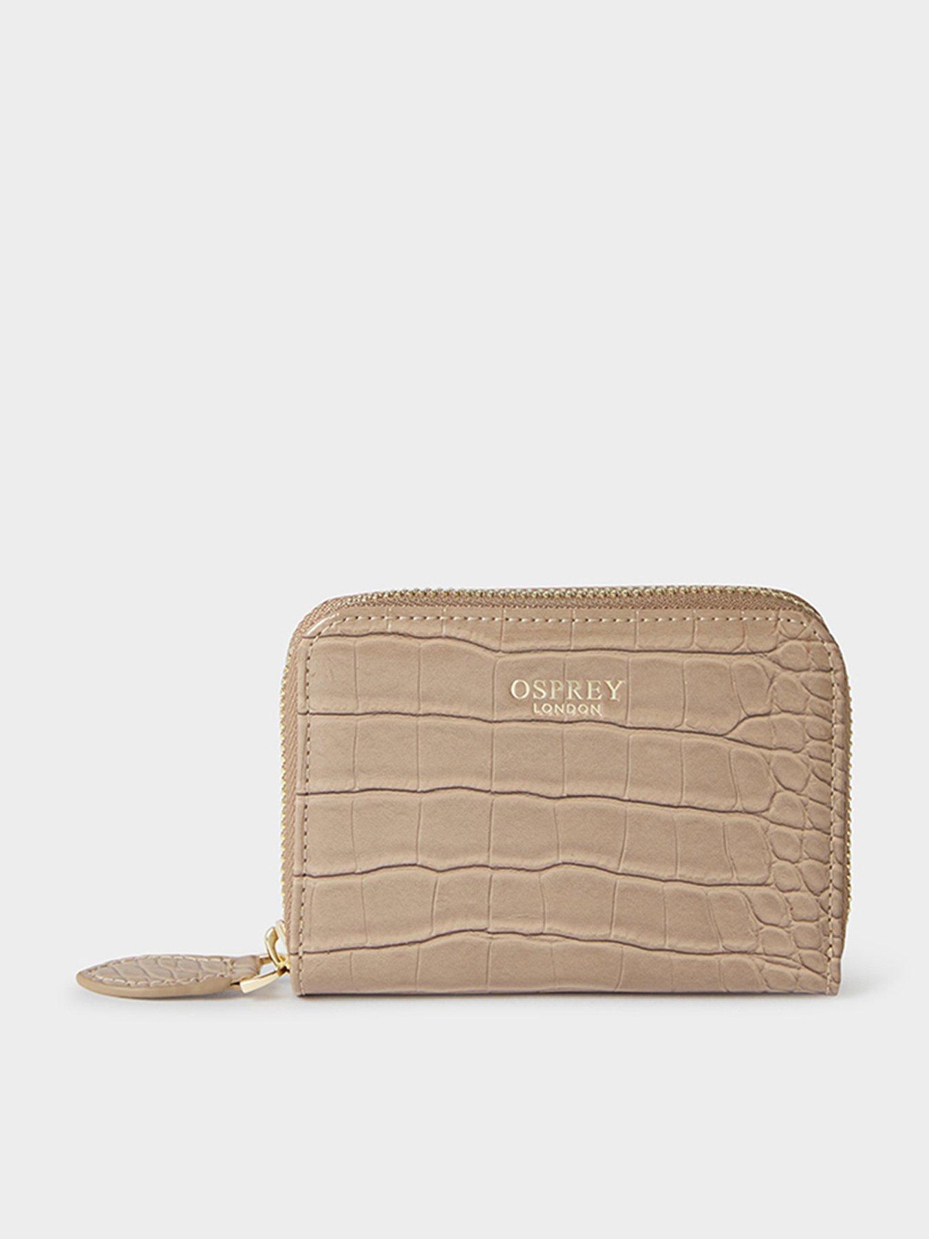  image of osprey-london-the-fulham-faux-leather-small-zip-around-purse-taupe