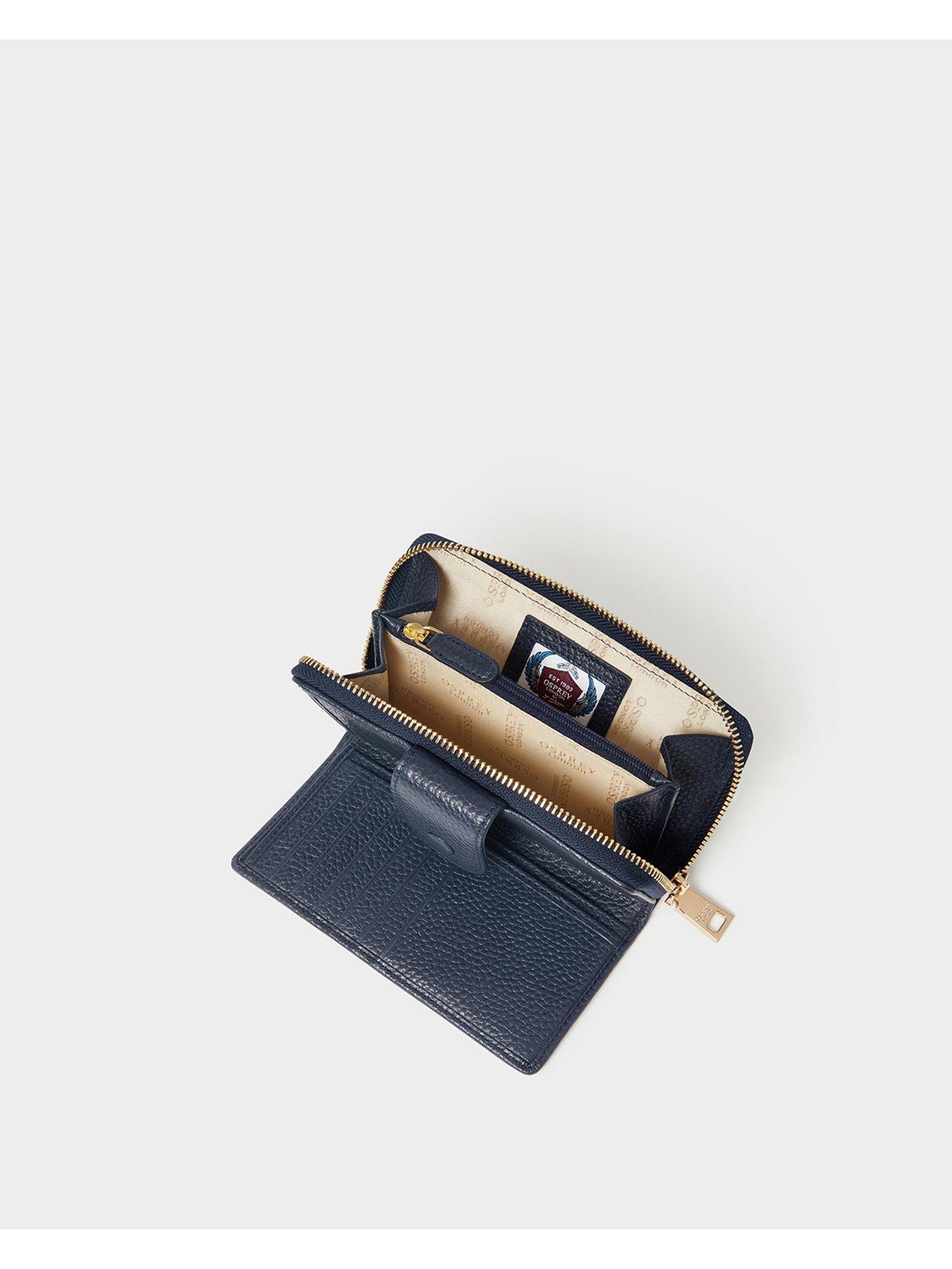  image of osprey-london-the-core-medium-leather-popper-matinee-purse-navy