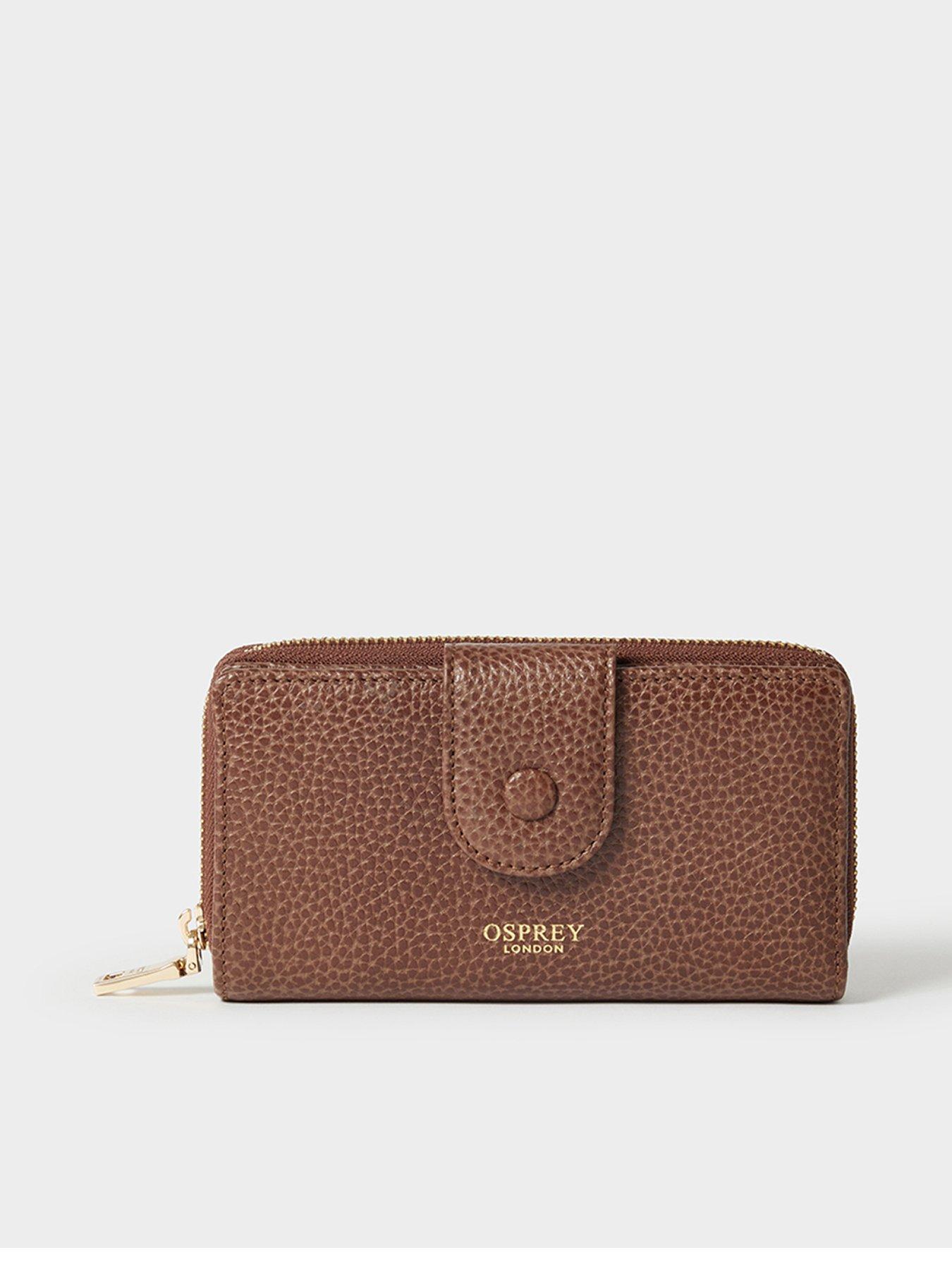 Osprey London The Core Medium Leather Popper Matinee Purse - Brown