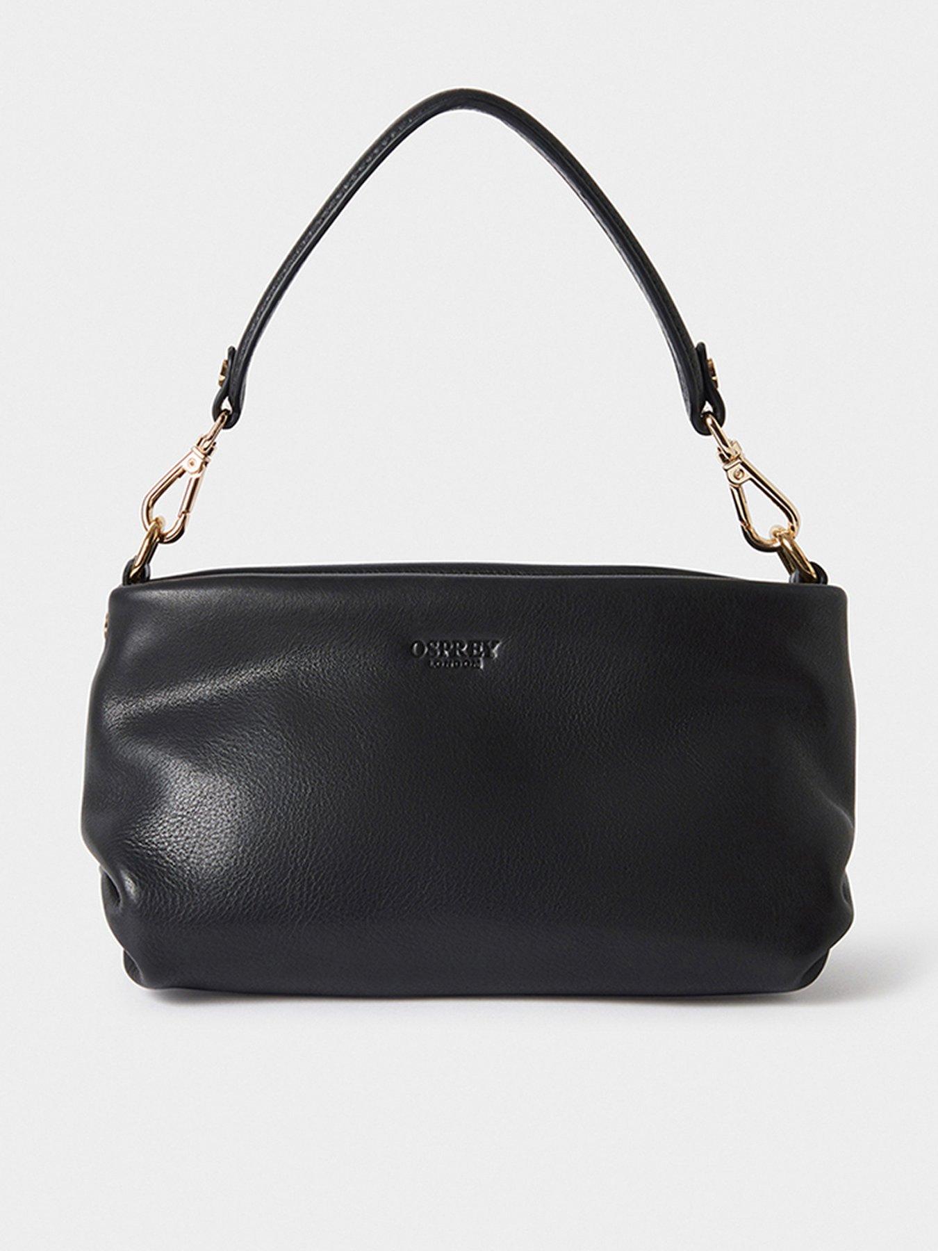 Image 1 of 5 of Osprey London The Carina Leather Shrug Bag - Black
