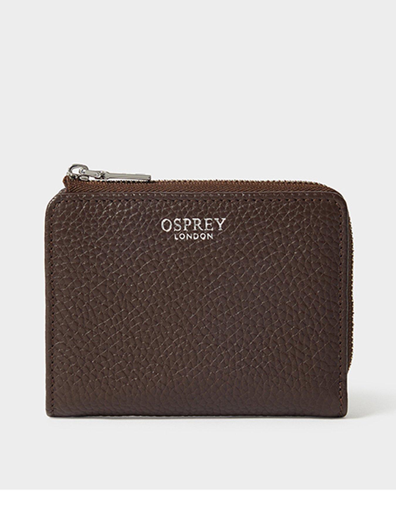 image of osprey-london-the-core-medium-leather-zip-matinee-purse-chocolate