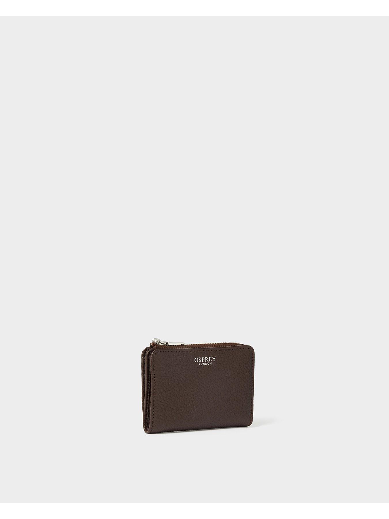  image of osprey-london-the-core-medium-leather-zip-matinee-purse-chocolate