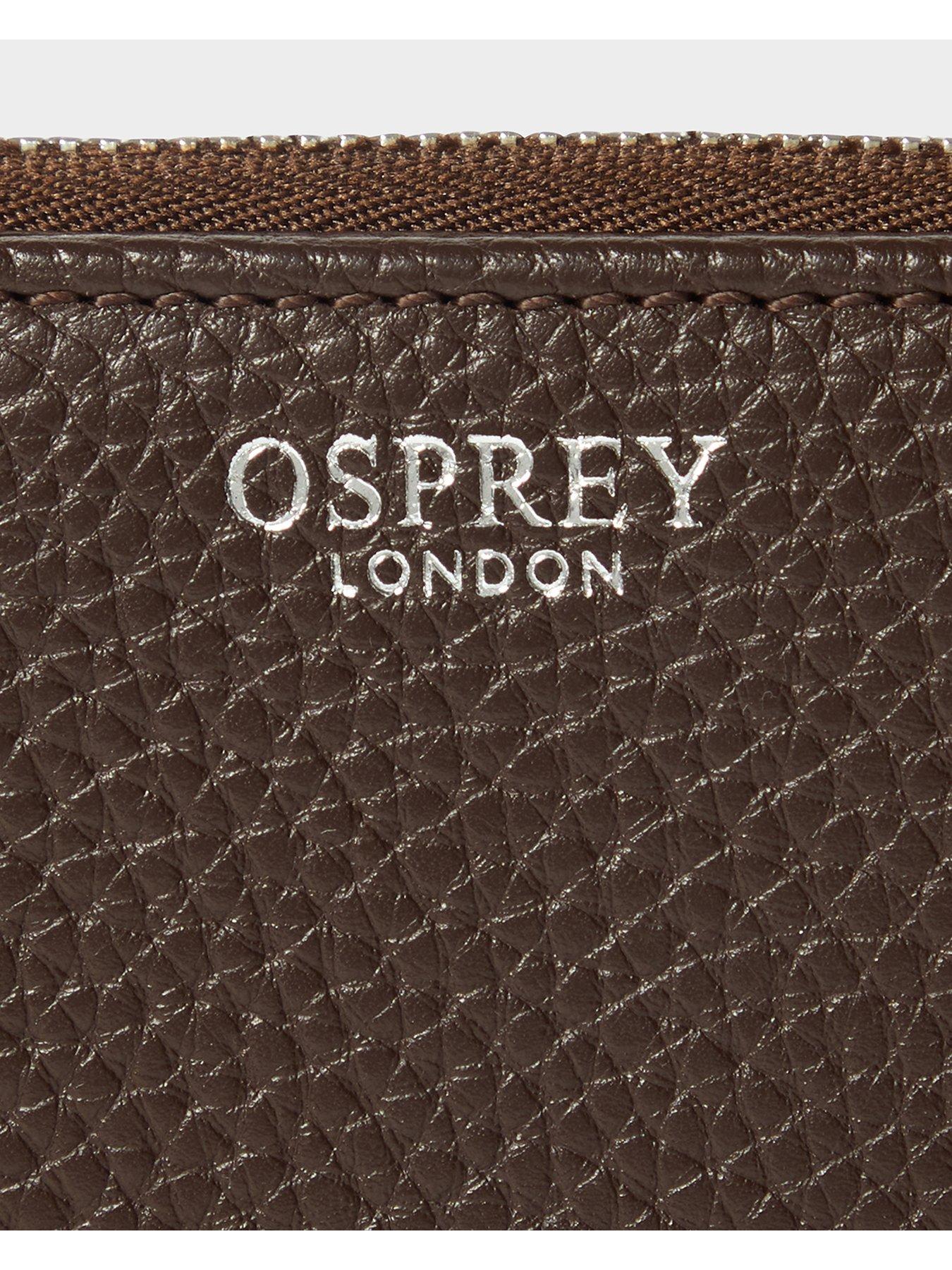  image of osprey-london-the-core-medium-leather-zip-matinee-purse-chocolate