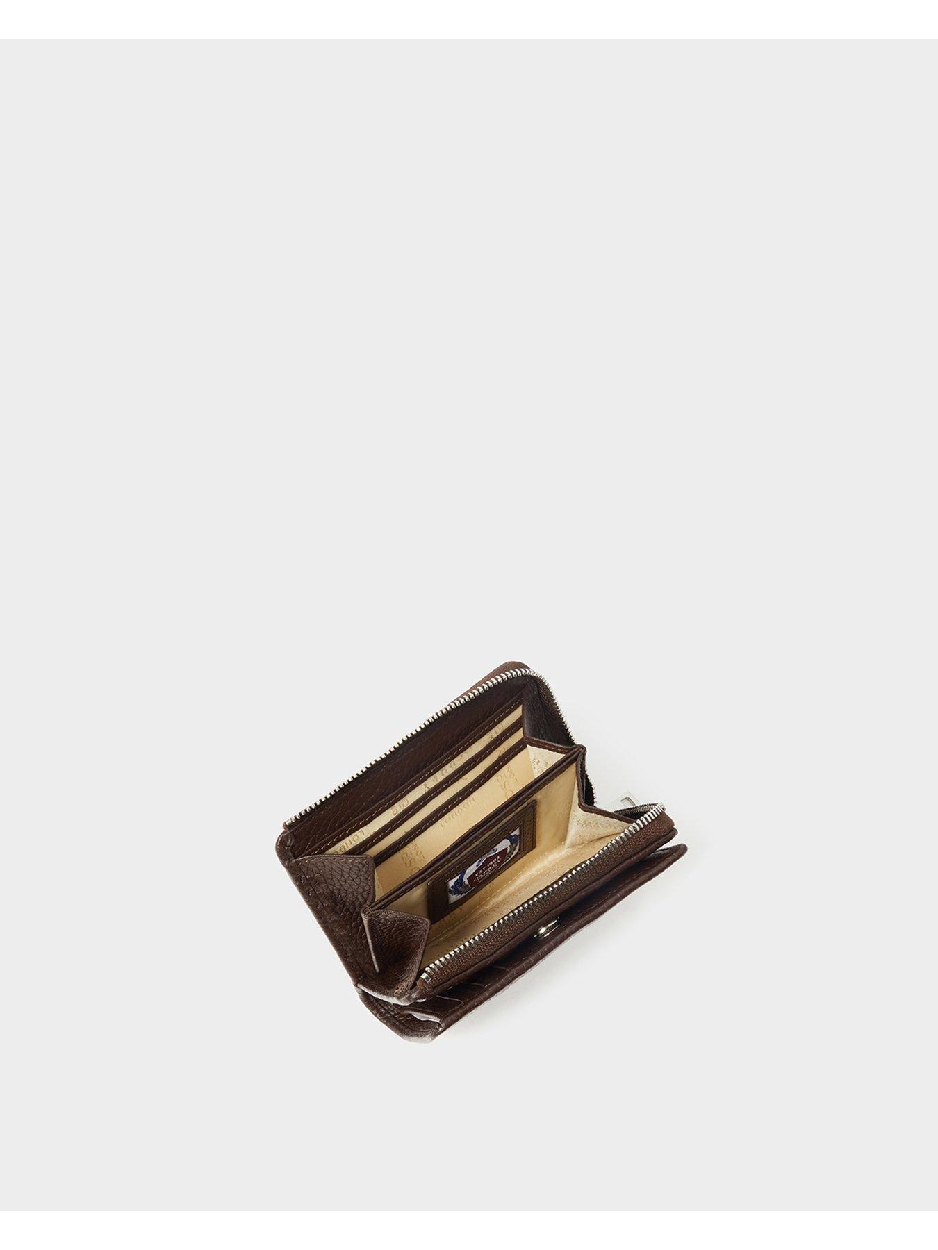  image of osprey-london-the-core-medium-leather-zip-matinee-purse-chocolate