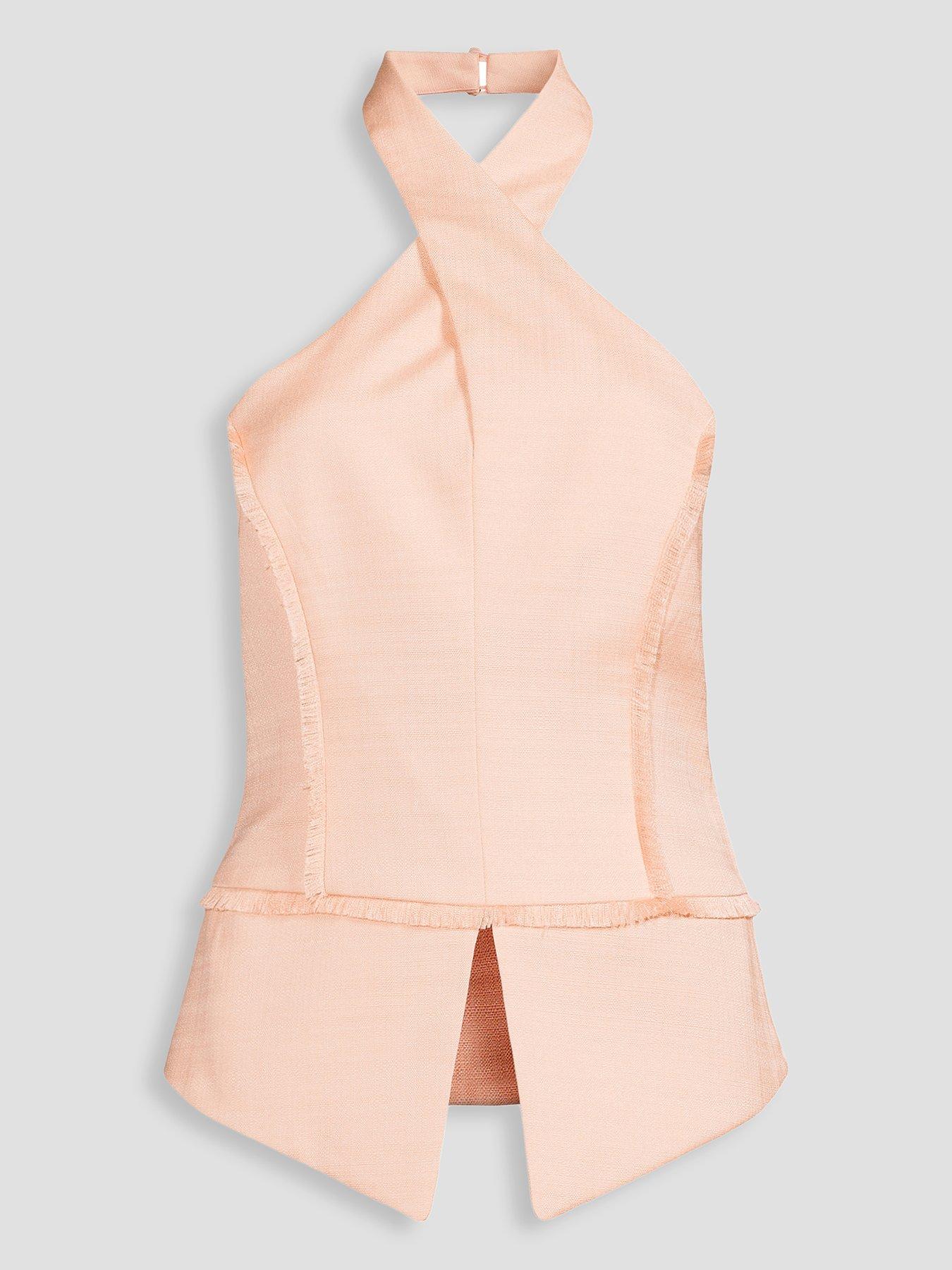 Image 3 of 3 of Michelle Keegan Halter Wrap Waistcoat - Peach