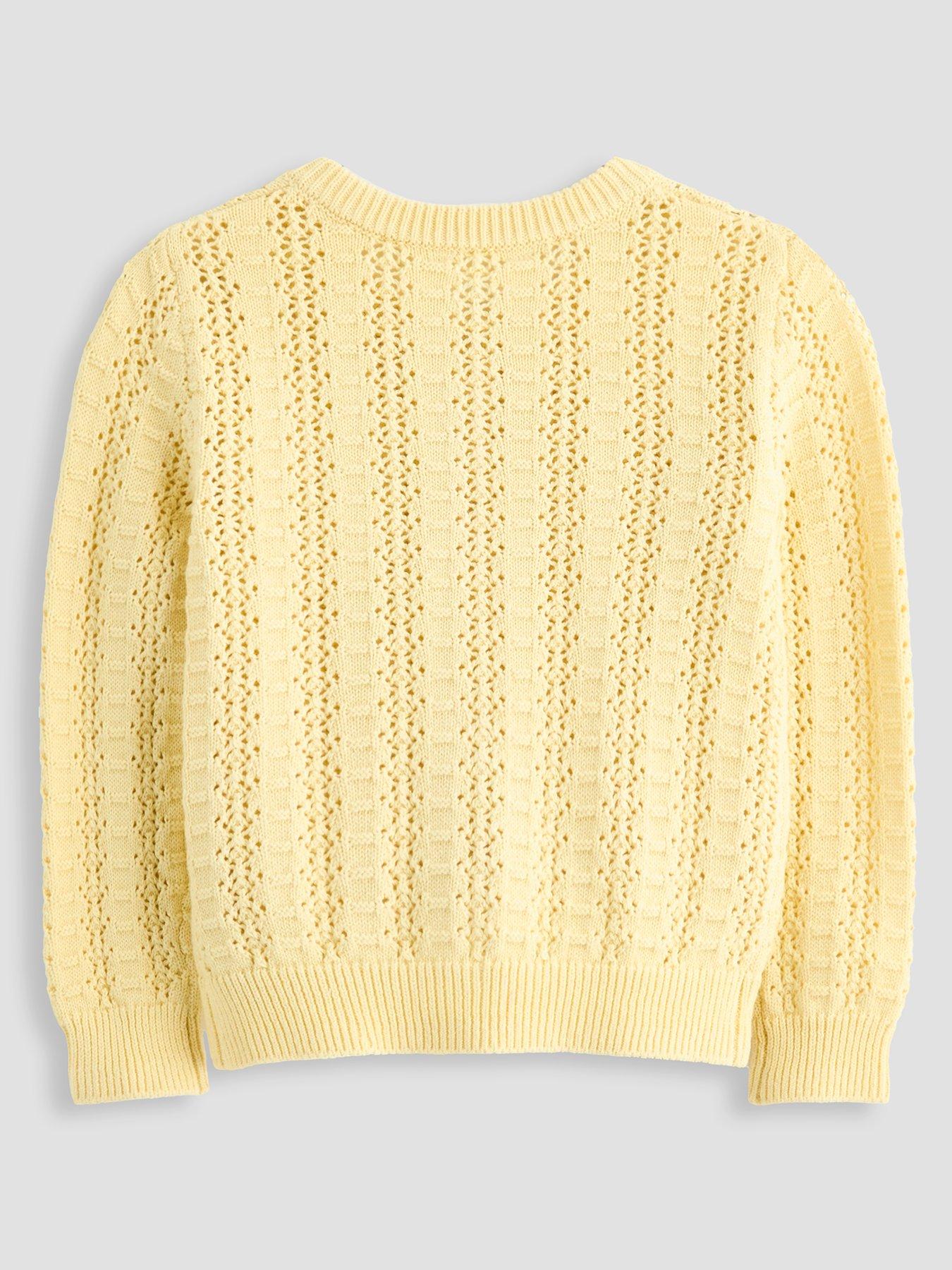 Image 2 of 4 of The Very Collection Girls Openwork Crochet Cardigan - Yellow
