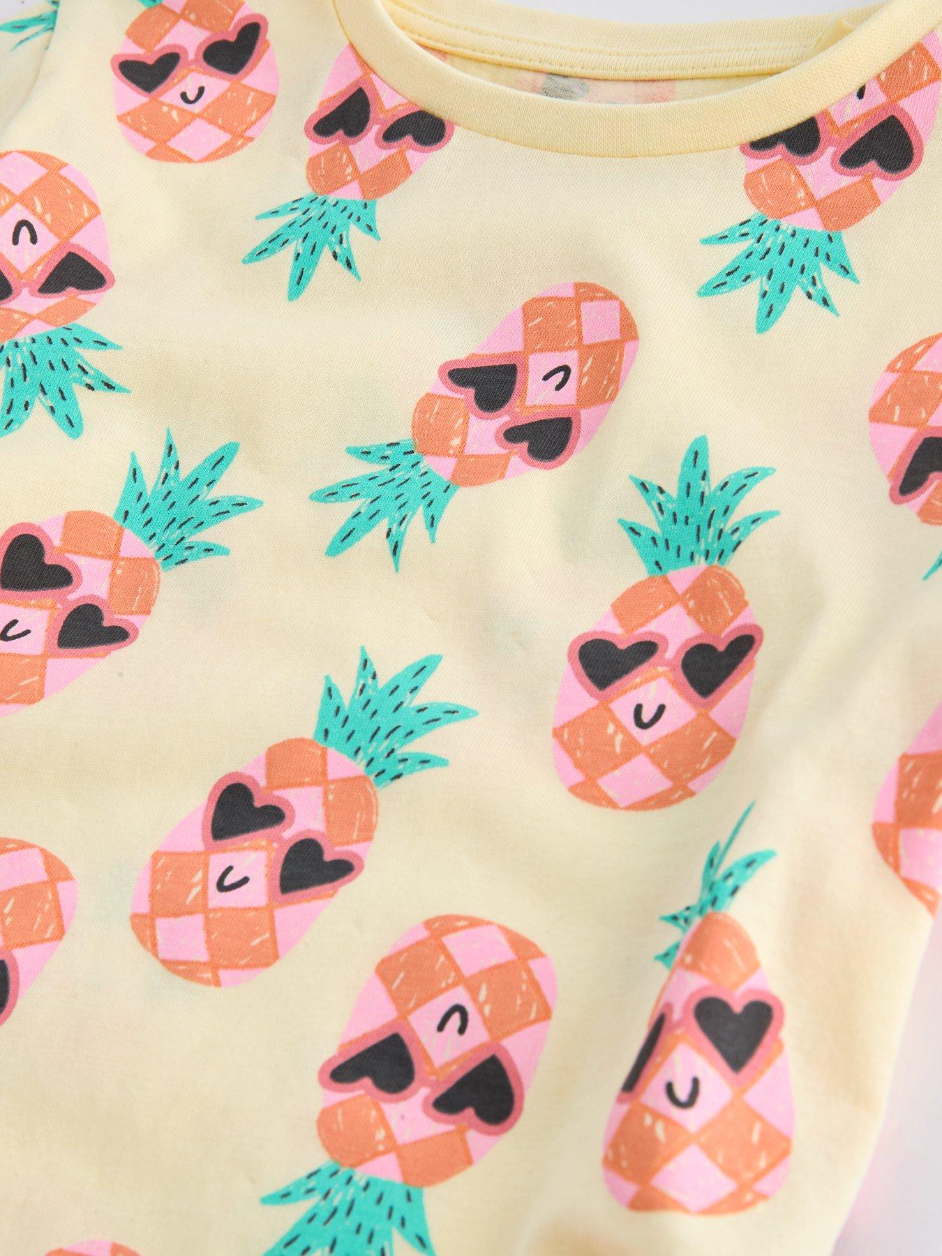 The Very Collection Girls Pineapple Print Shortie Pyjamas - Yellow ...