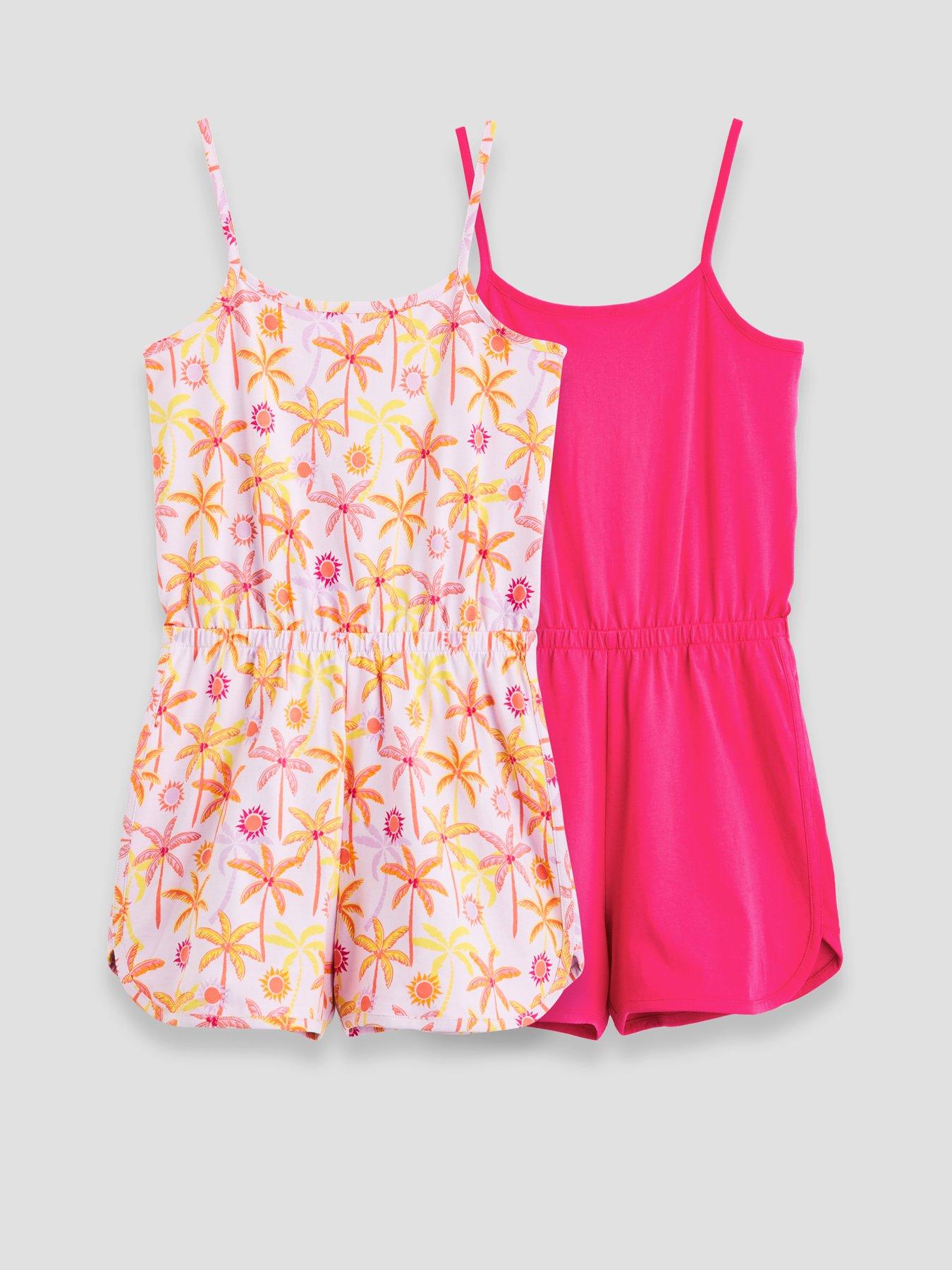 Image 1 of 5 of The Very Collection Girls 2 Pack Playsuits - Multi