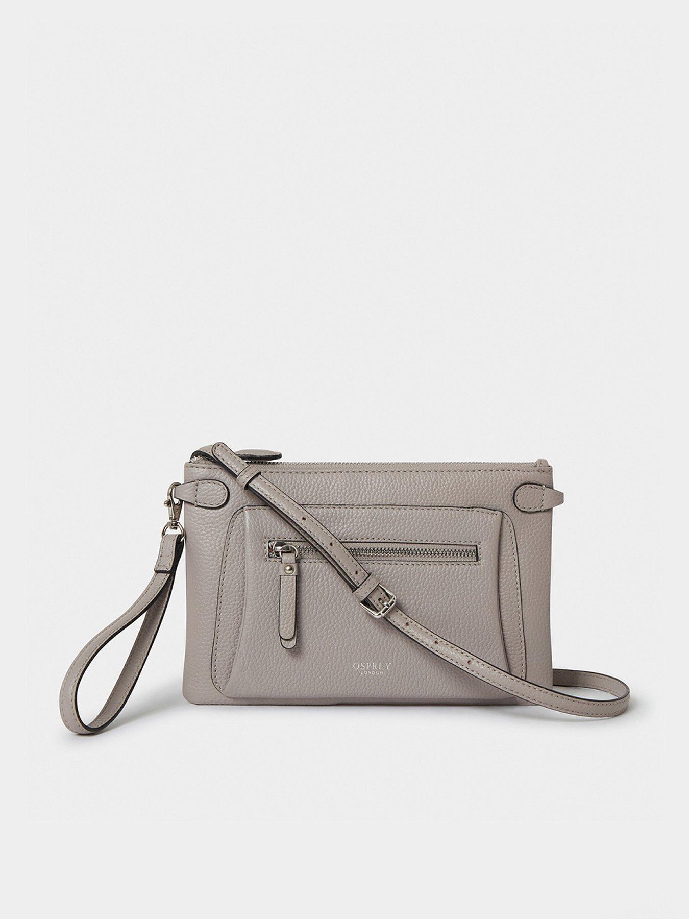 Osprey London The Ruby Leather Crossbody Clutch Bag - Taupe