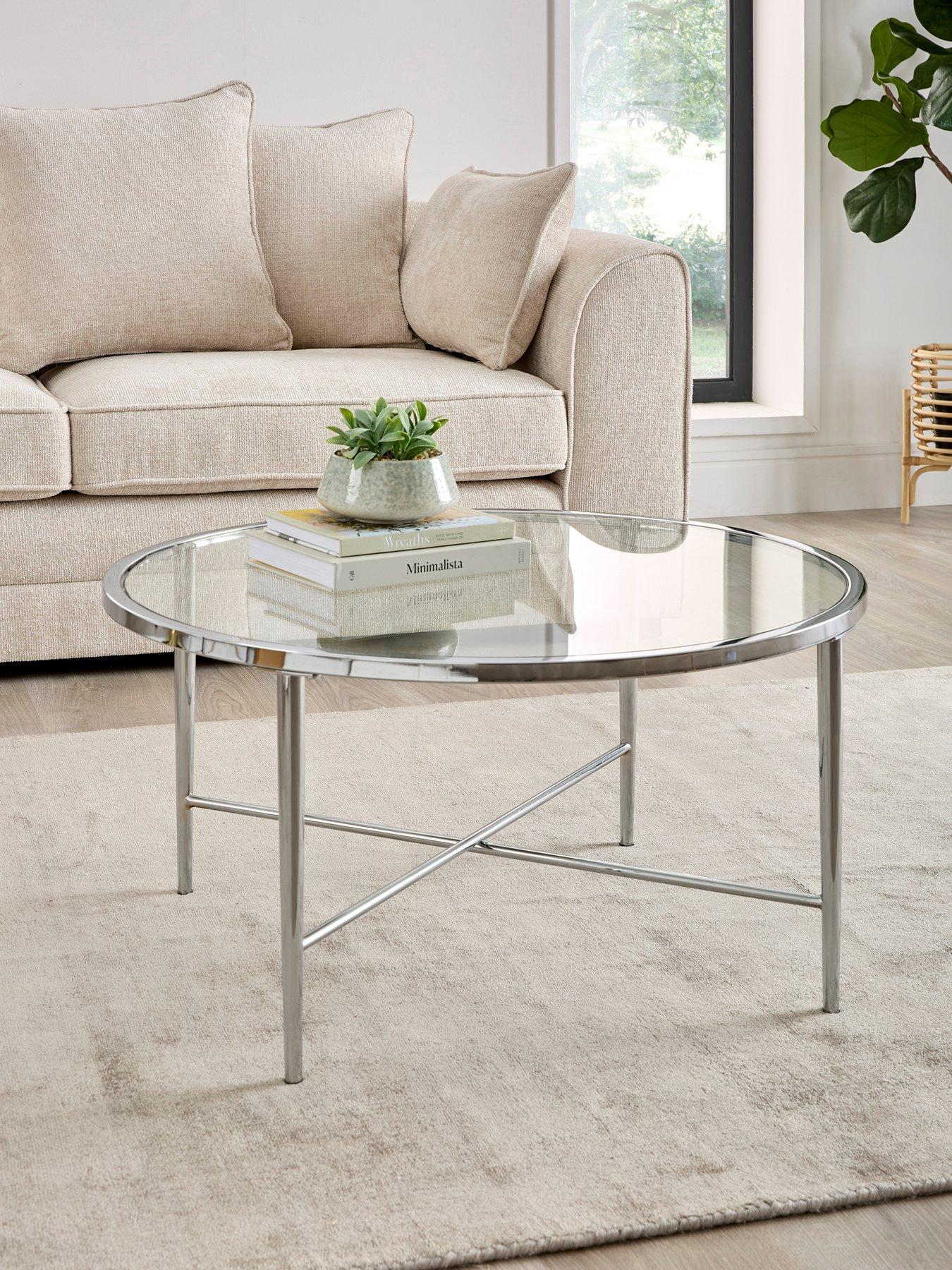 The Very Collection Link Glass Top Coffee Table - Chrome