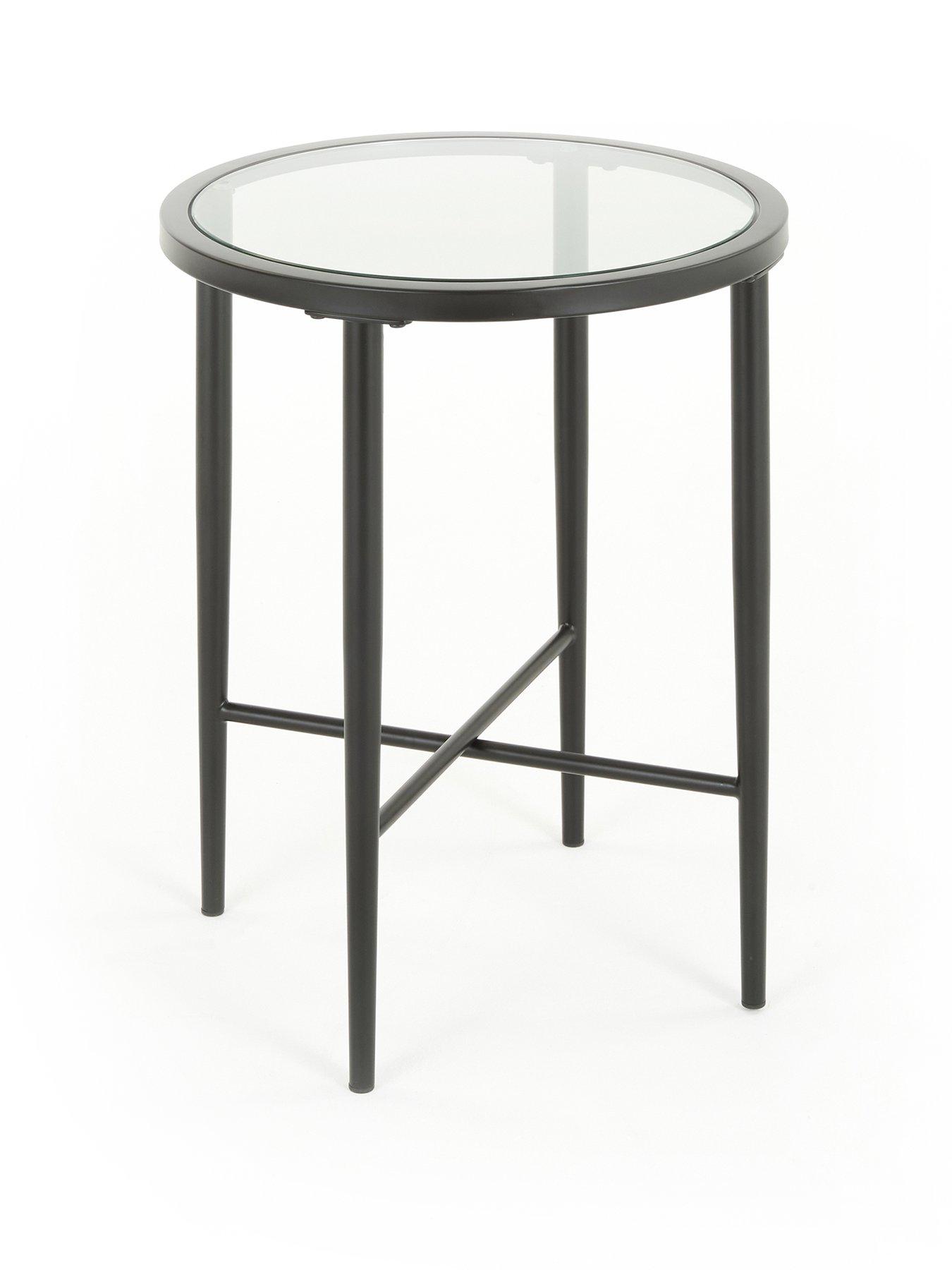 stillFront image of the-very-collection-link-glass-top-side-table-black
