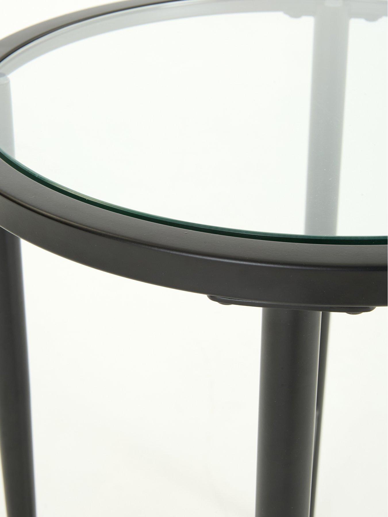 Image 3 of 5 of The Very Collection Link Glass Top Side Table - Black