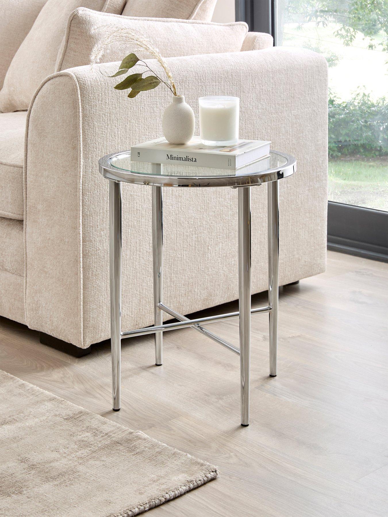 Very Home Link Glass Top Side Table - Chrome