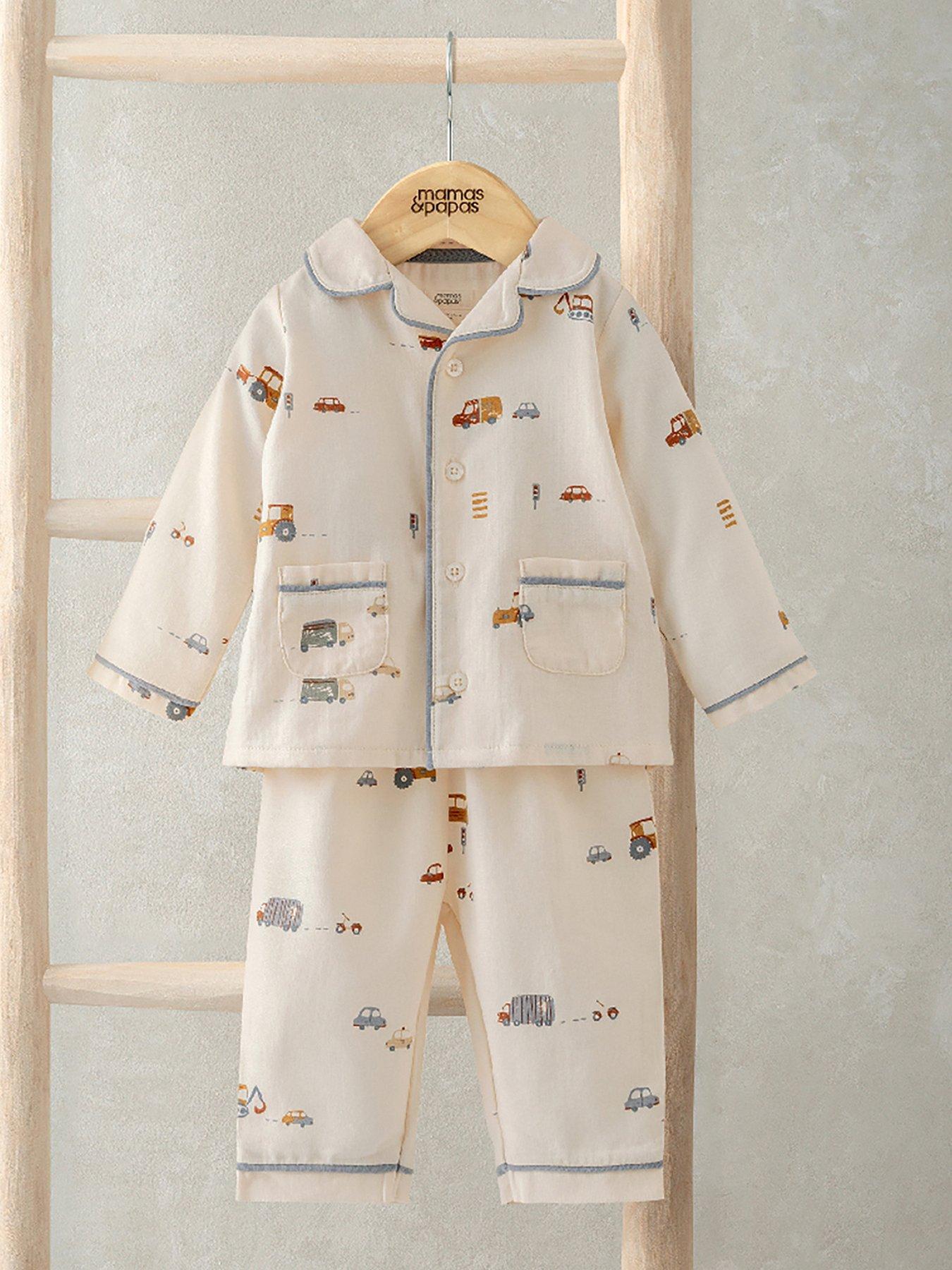 Image 1 of 4 of Mamas & Papas Baby Boys Transport Woven Pyjamas - Stone