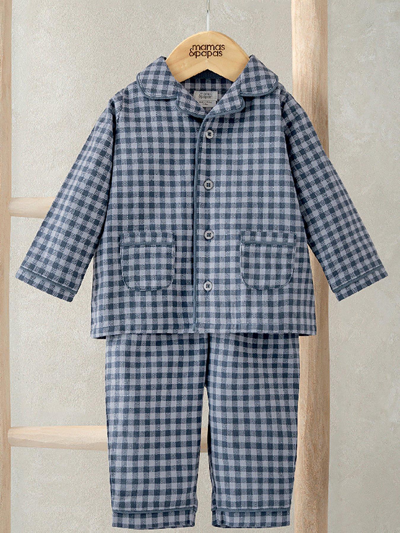 Mamas & Papas Baby Boys Woven Collar Gingham Pyjamas - Blue